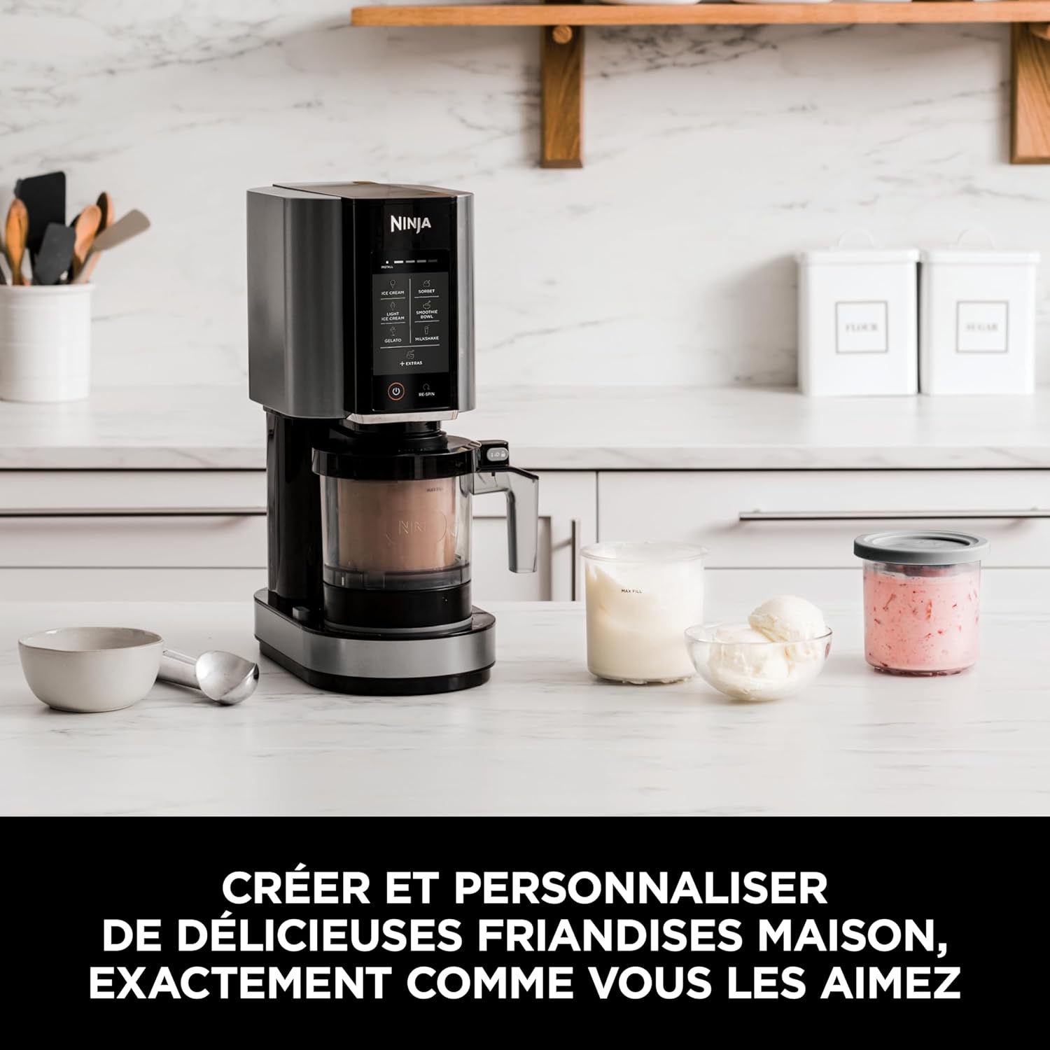 Thumbnail 2 de Ninja CREAMi NC302EU, machine à crème glacée et desserts glacés noire/argent – 7 programmes, 1,4 L
