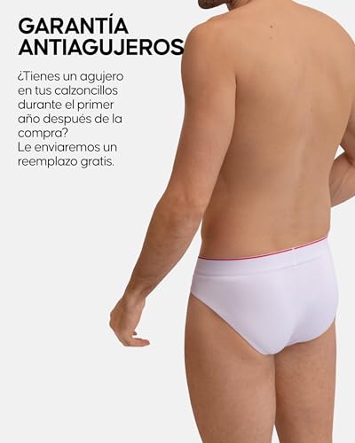 Thumbnail 3 de DANISH ENDURANCE Calzoncillos Hombre Slip – Algodón transpirable, Pack 3 o 6, Blanco/Rojo, Talla L