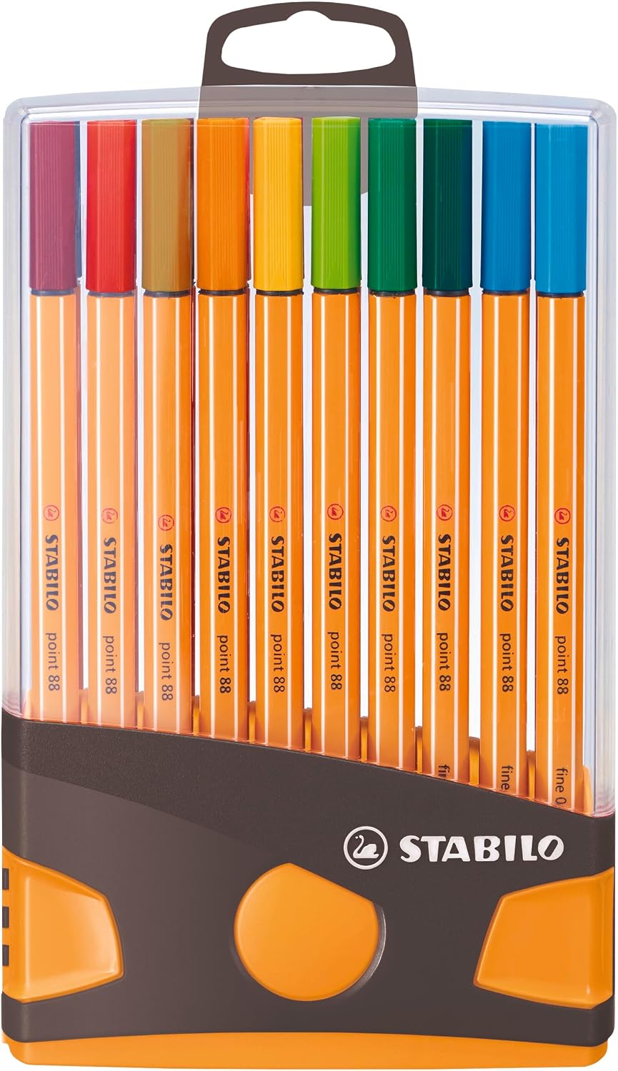 Detalle de STABILO Fineliner point 88 ColorParade – 20er Tischset mit Hängelasche (Anthrazit/Orange)