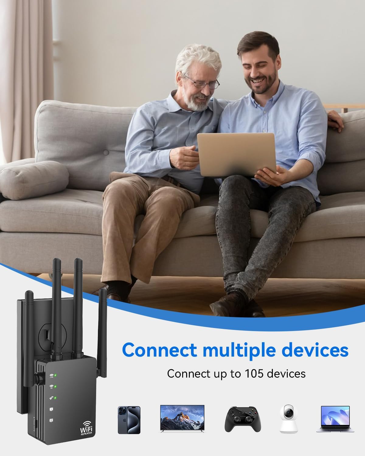 Detalle 2 de Dual Band 5GHz/2.4GHz WiFi Extender with 12880 Sq.ft Coverage