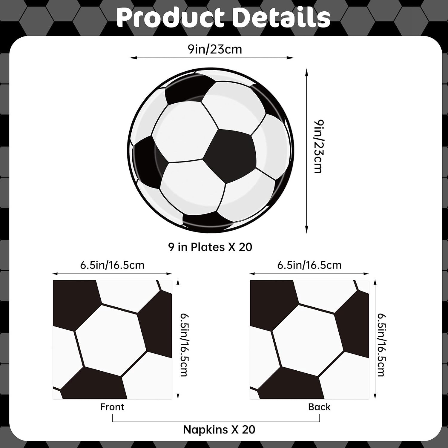 Detalle de 40Pcs Soccer Plates and Napkins Party Supplies – Soccer Birthday Tableware Set (Serves 20)