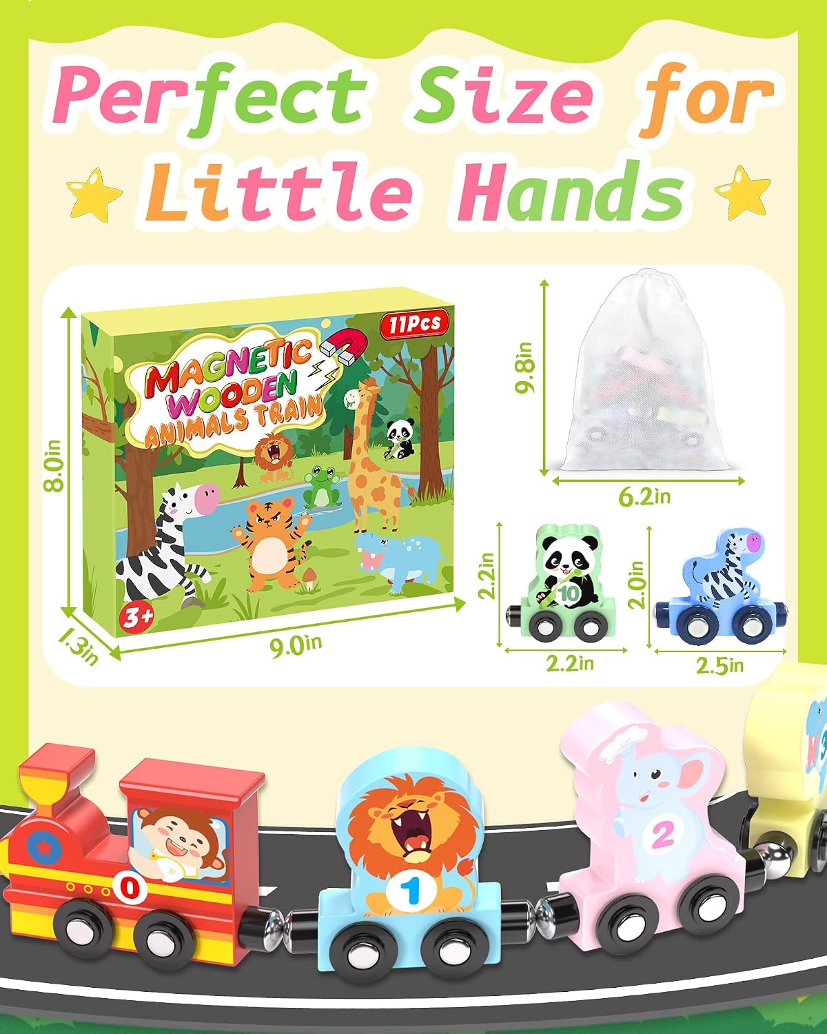 Thumbnail 6 de 11-Pc Magnetic Train Set Montessori