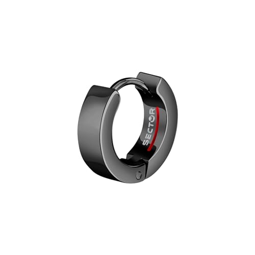 Detalle de Sector No Limits Mono Orecchino Uomo in Acciaio con Smalto Nero – Collezione Row SACX24