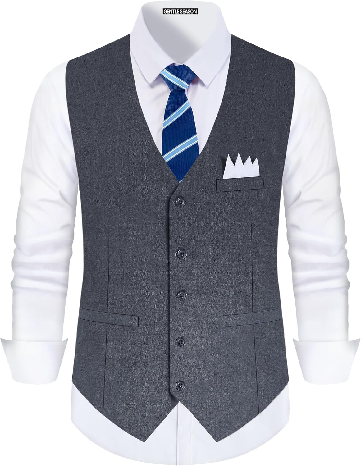 Detalle de Gentle Season Mens Vest Suit Slim-Fit Suit Vest with Tie & Pocket Square