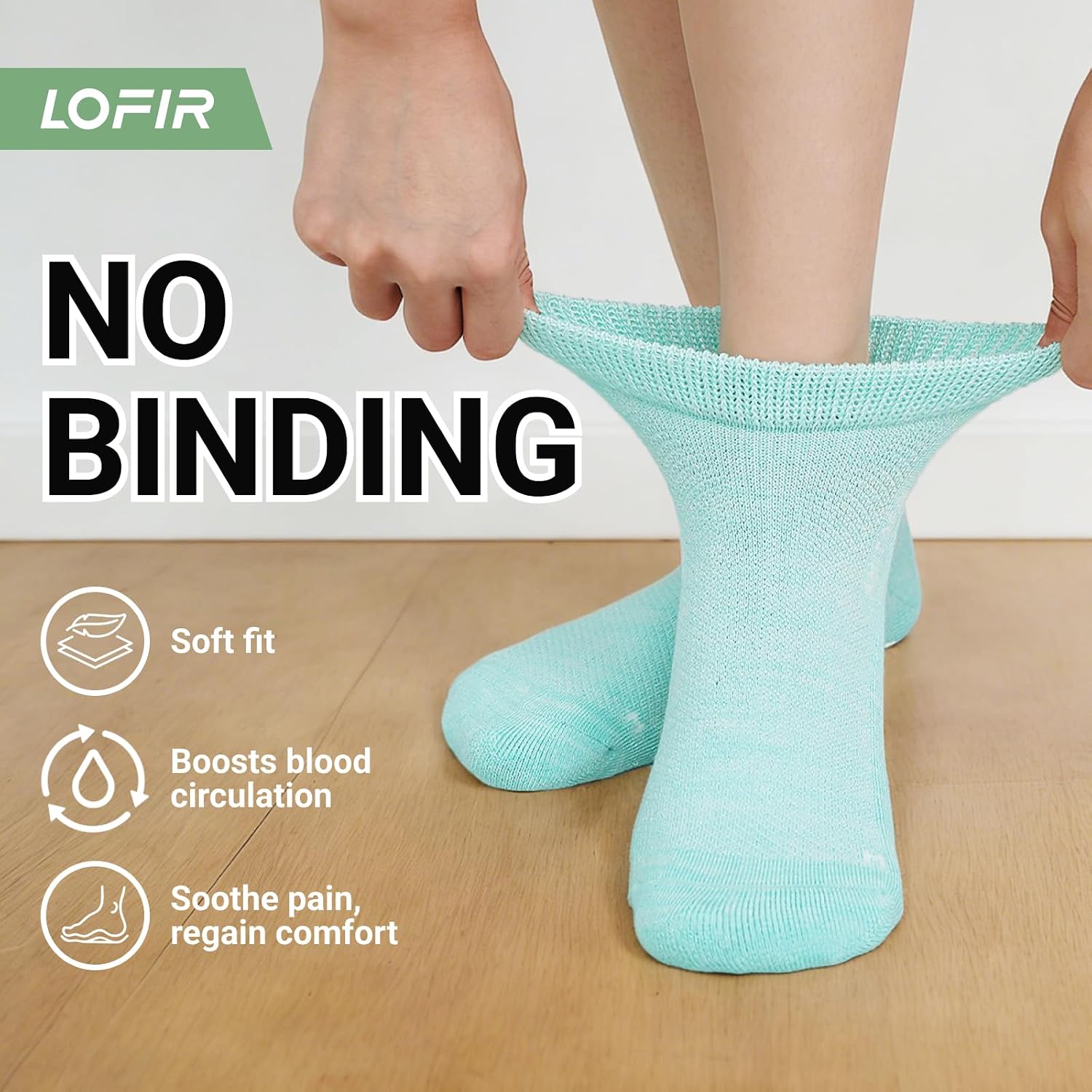 Detalle 2 de LOFIR Ankle Diabetic Socks for Women (bamboo, non-slip grippers, cushioned sole) – 6 pairs