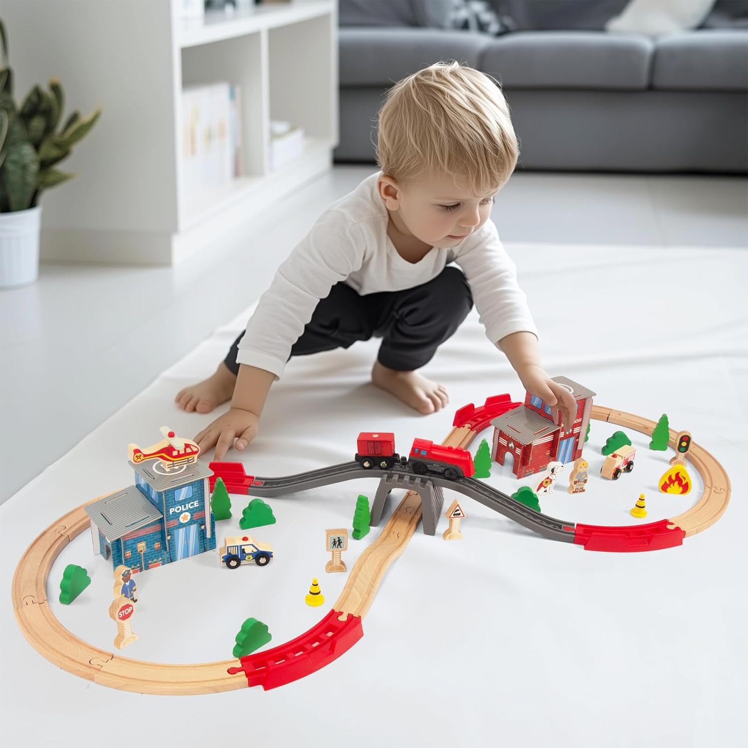 Thumbnail 4 de WoodenEdu 60-Pc Train Set ⚙