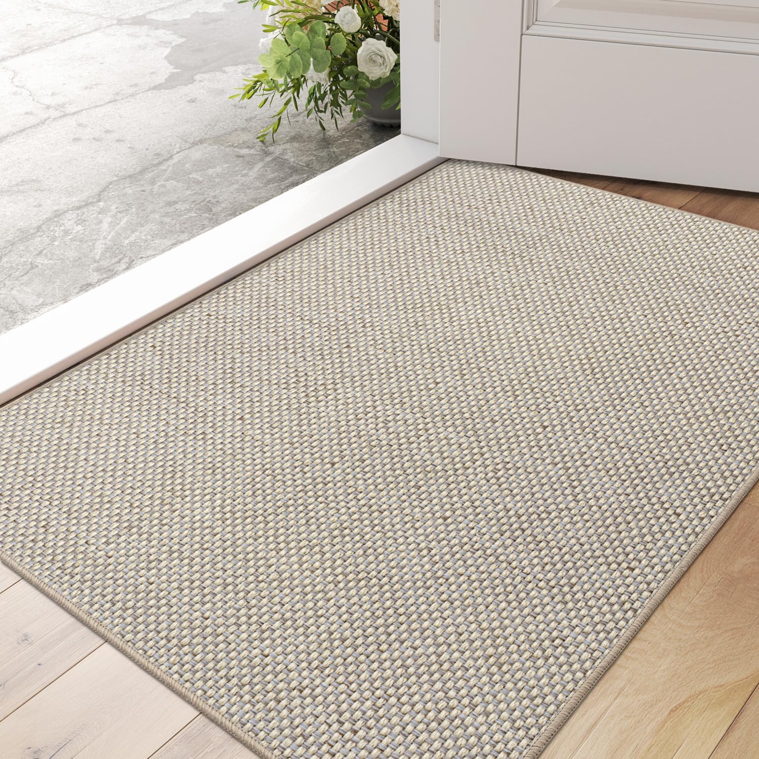 Paillasson d’intérieur DEXI 60 x 90 cm antidérapant, absorbant et lavable (beige)