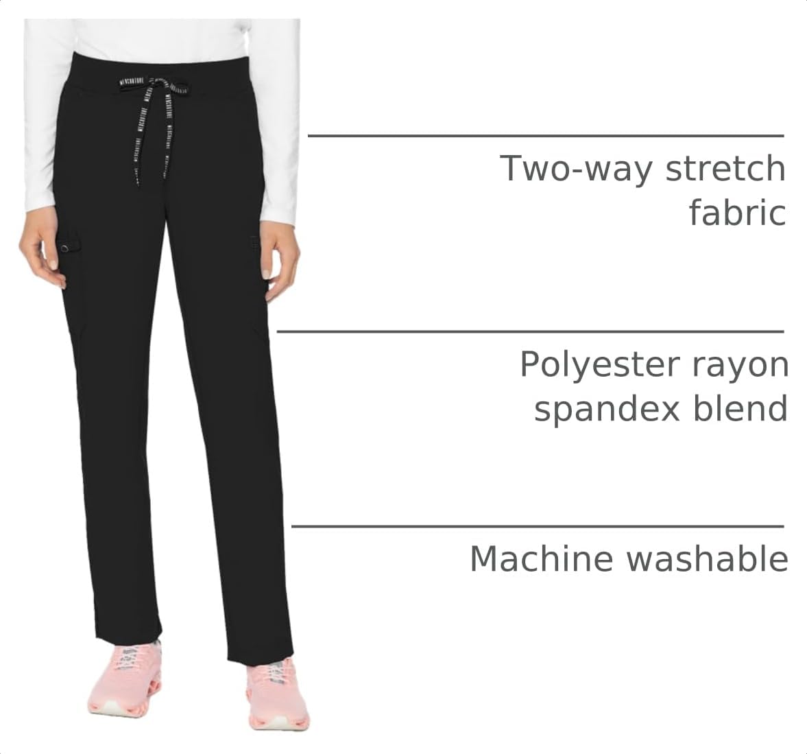 Detalle 2 de Med Couture MC7725 Touch Scrub Pants for Women, 6 Pockets, Mid-Rise Yoga Waist