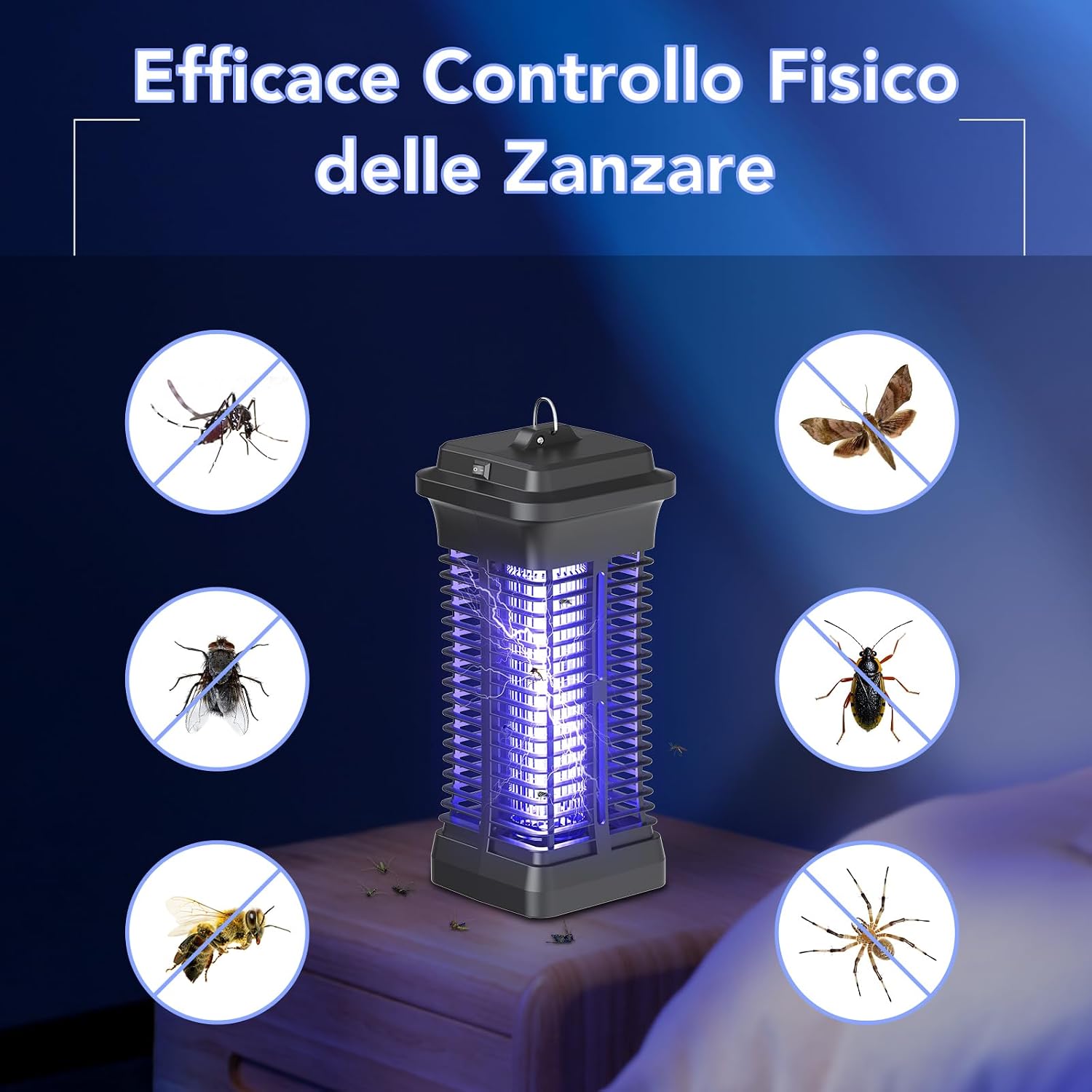 Detalle de Lampada Antizanzare Elettrica 6W con Zanzariera UV 1000V per Interni