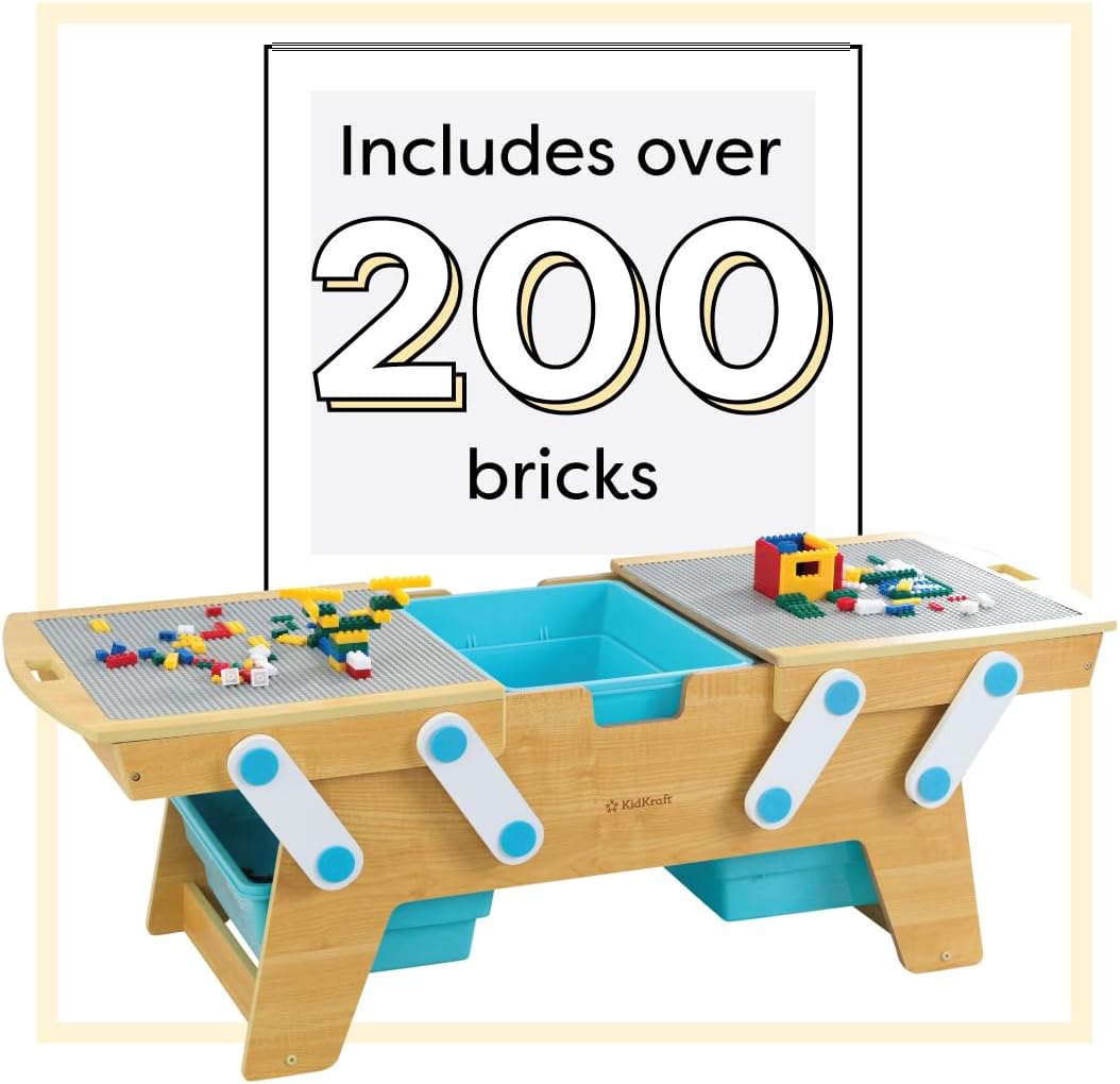 Detalle 2 de KidKraft 17512 Building Bricks Play N Store Wooden Table with 200+ Bricks