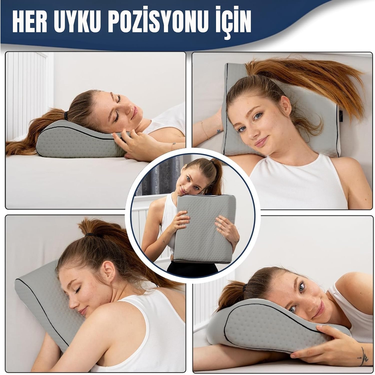 Thumbnail 6 de Alkamto Cuscino da viaggio in memory foam con supporto ergonomico e federa termoregolante, grigio