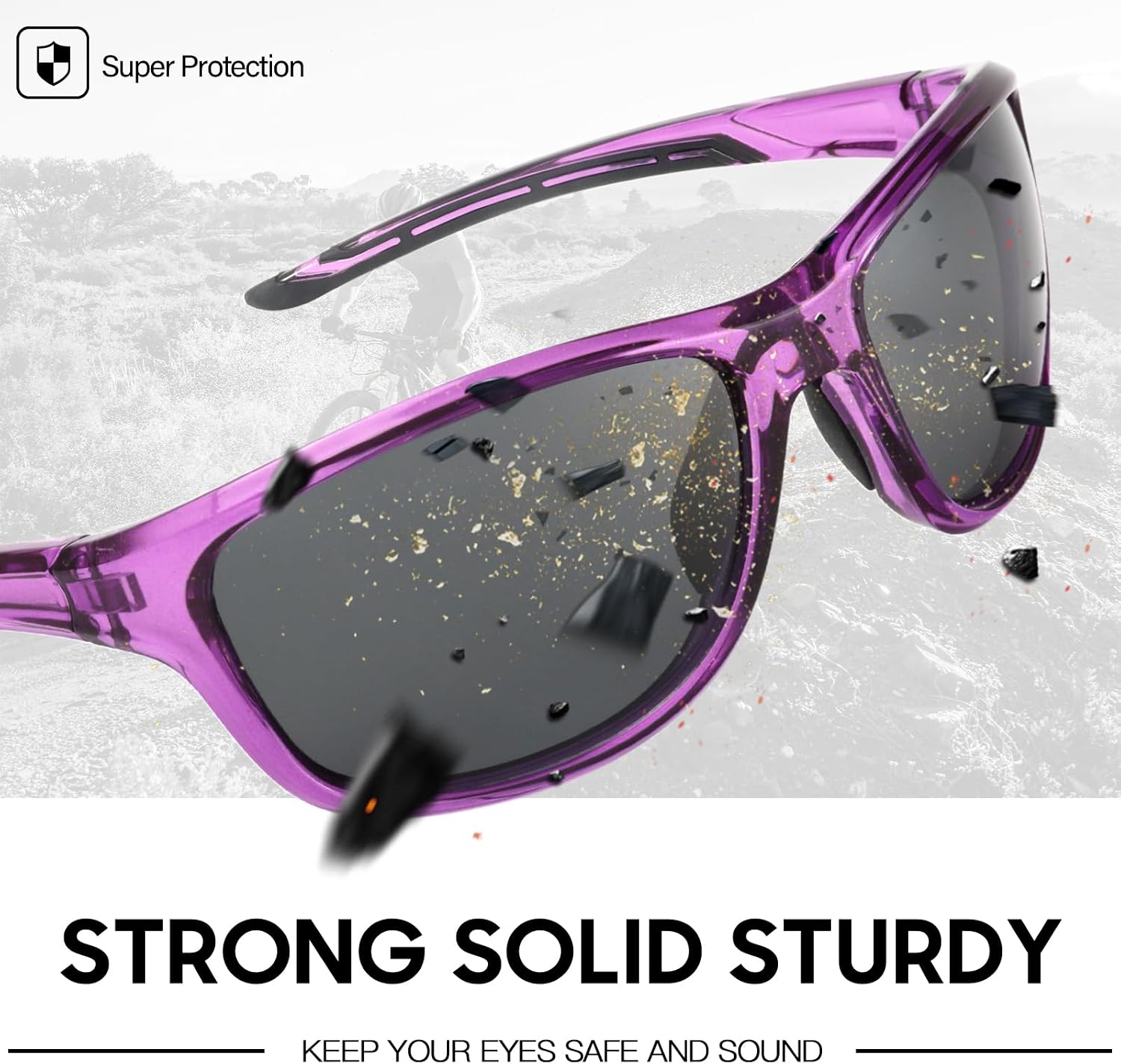 Detalle de LVIOE Sport Sunglasses: Polarised Wrap-Around UV400 Protection for Cycling, Hiking and Running