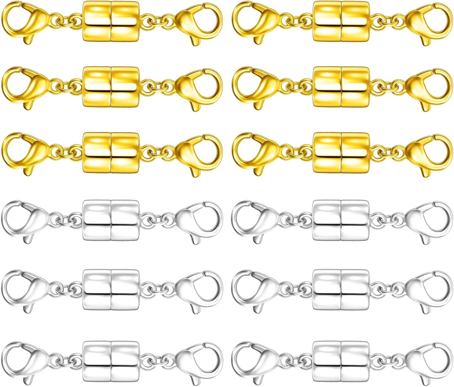 Detalle de OHINGLT 6Y6J Magnetic Necklace Clasps, Brass Double Lobster Closures, 12-Piece Set