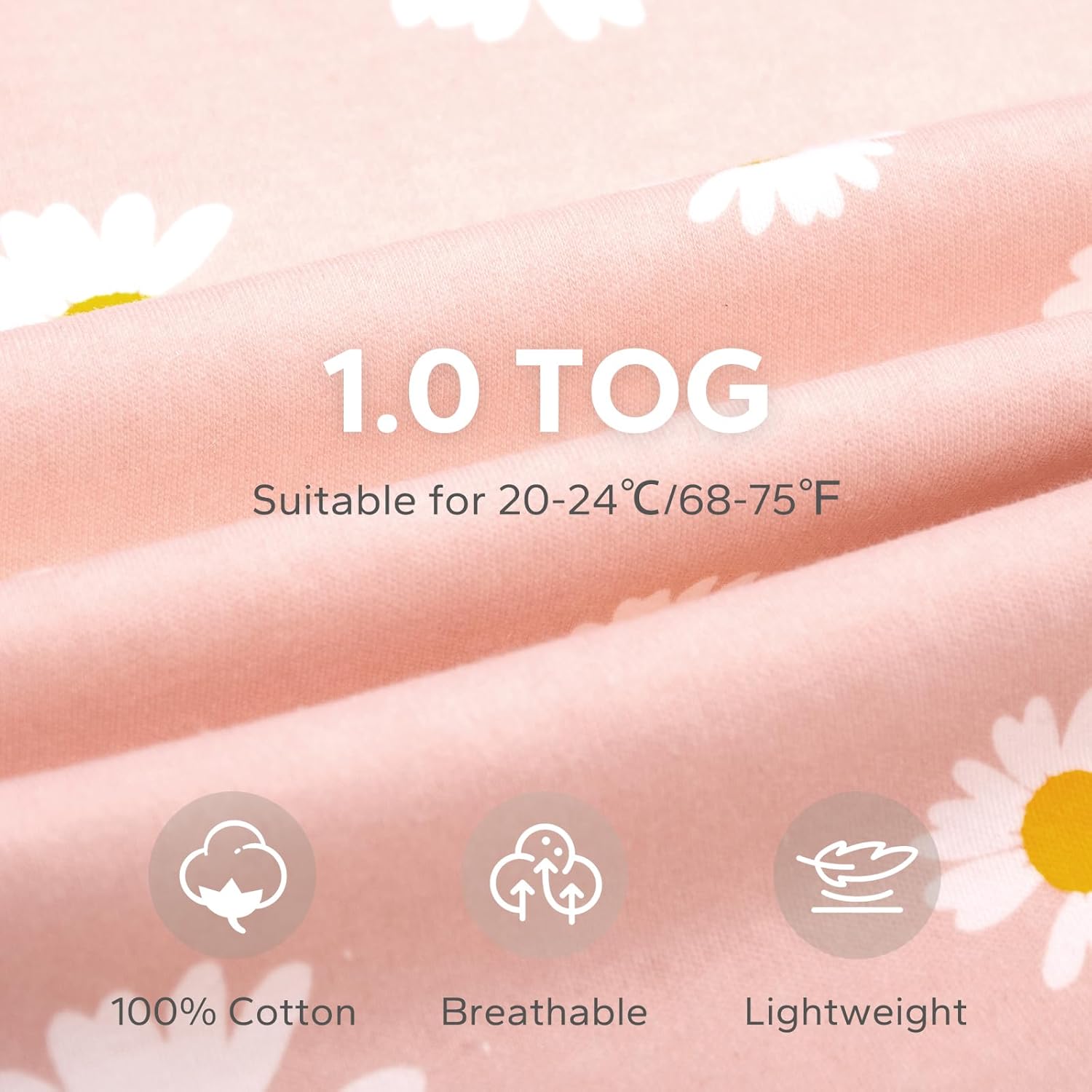 Detalle de LILBESTIE Baby Sleeping Bag 0.5 Tog 6-12 Months – 100% Cotton, Lightweight Summer Sleep Sack (Pink Flower)