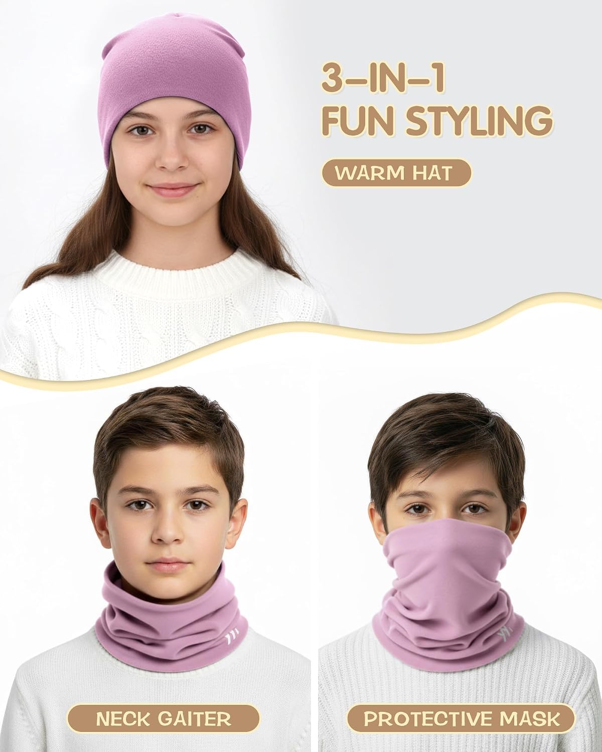 Detalle de Tour de cou enfant YANIKY (fille/garçon) – cache-cou doux, respirant et extensible pour l’école et l’hiver