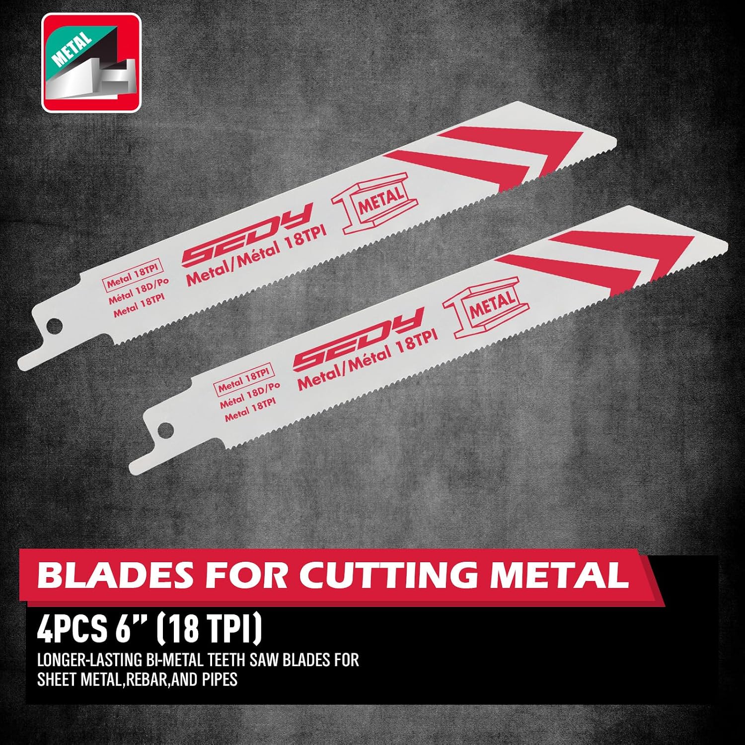 Detalle de SEDY 82064 Reciprocating Saw Blade Set, 6- and 8-Inch, 20-Piece