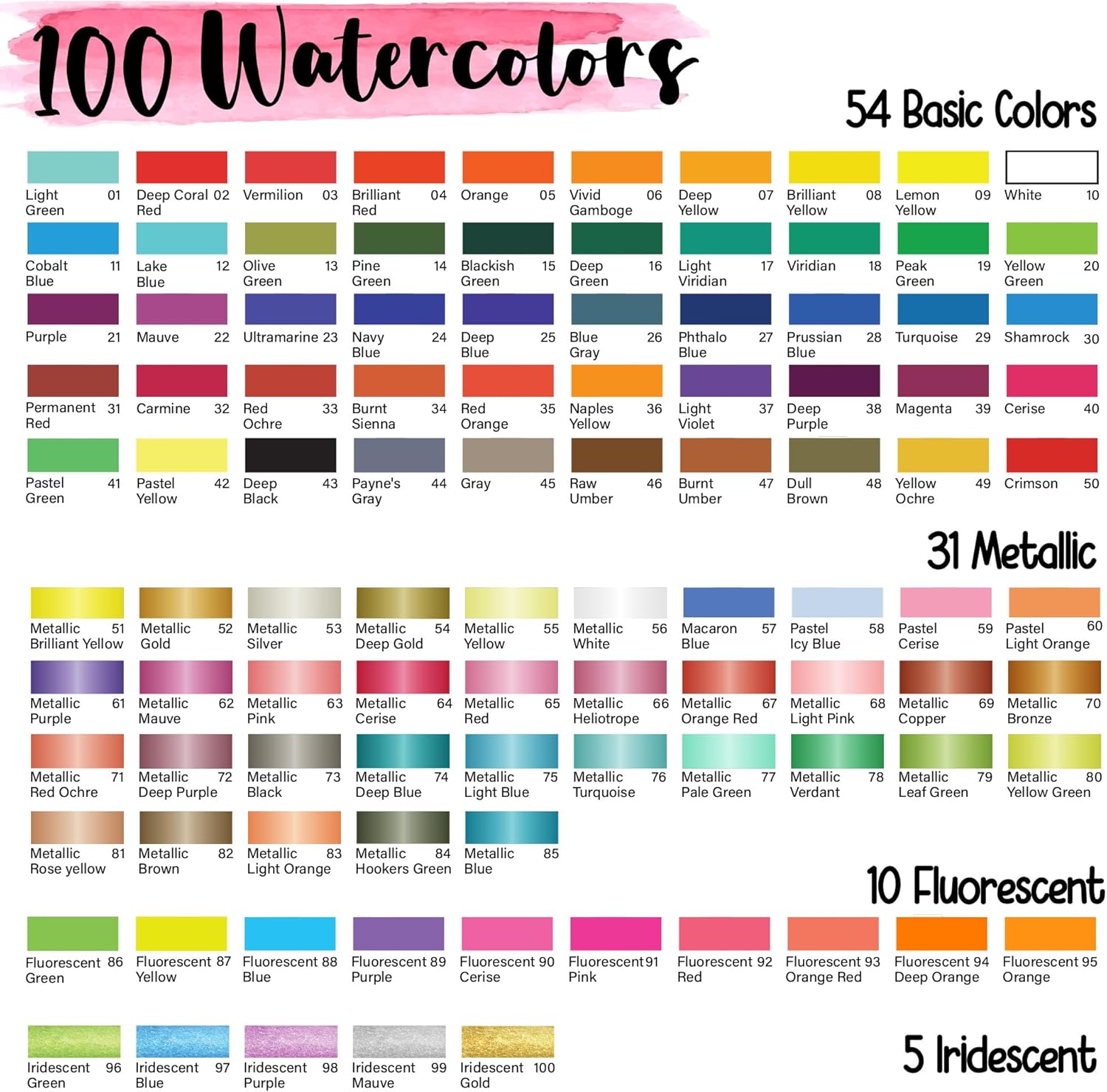 Thumbnail 2 de FunCils 100 Watercolour Paint Set (100 vibrant colours) with palette, brushes, pens and travel paper kit