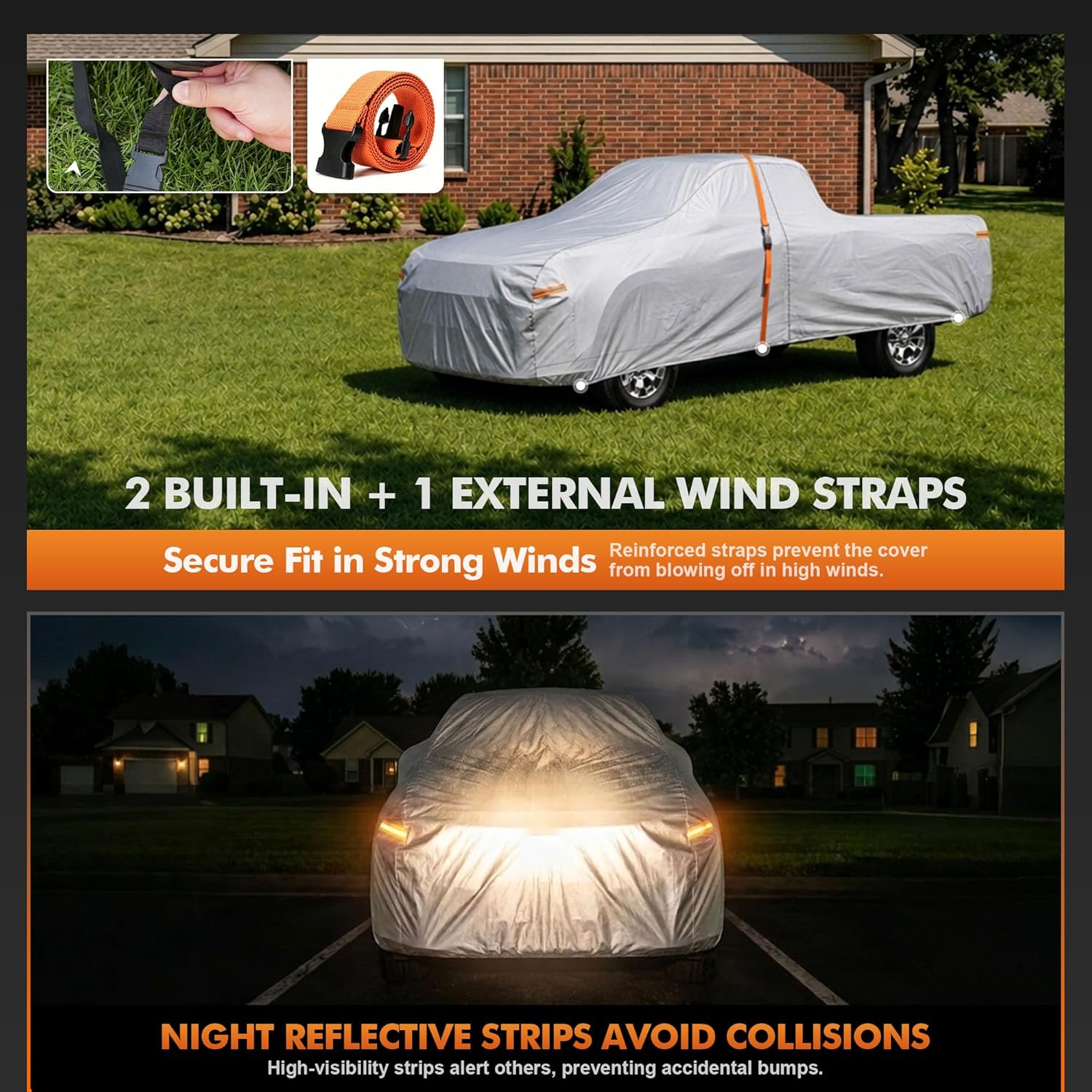 Thumbnail 4 de Tozaroa Car Cover Waterproof All-Weather Heavy-Duty Exterior Cover for 242–262 Inch Trucks with Camper Shell Topper