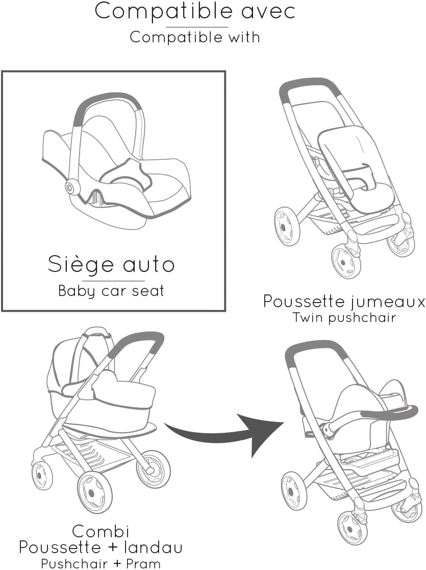 Detalle de Smoby Maxi-COSI Pink Doll Seat with Adjustable Handle, Safety Belt and Storage