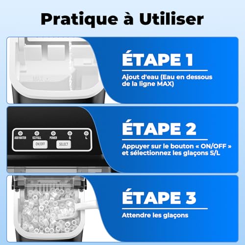 Thumbnail 6 de Acmeenjoy machine à glaçons portable, jusqu’à 12 kg par jour, autonettoyante