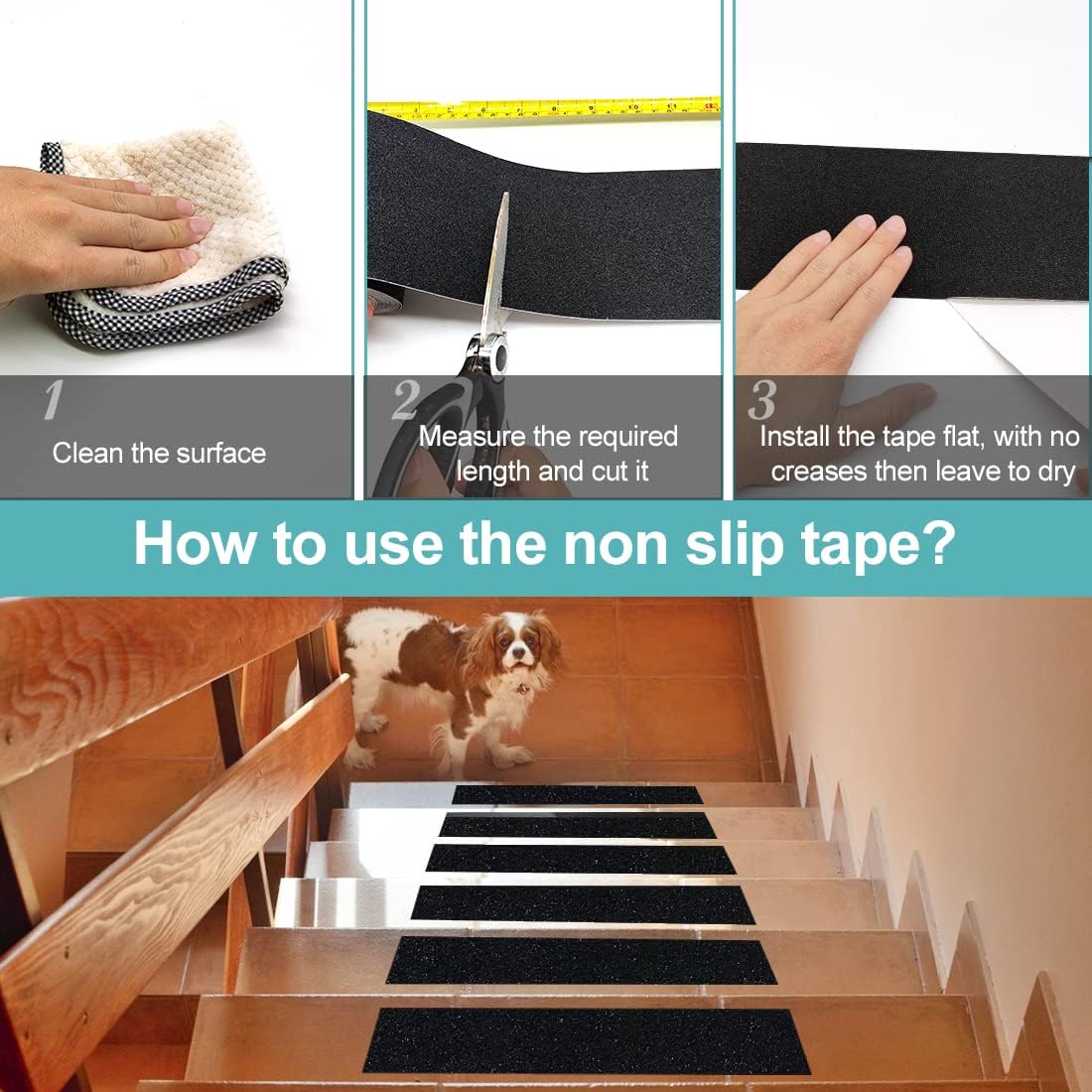 Thumbnail 5 de Nastro Adesivo Antiscivolo Nero XFXIA 10 cm x 5 m – Sicurezza per scale e superfici interne/esterne