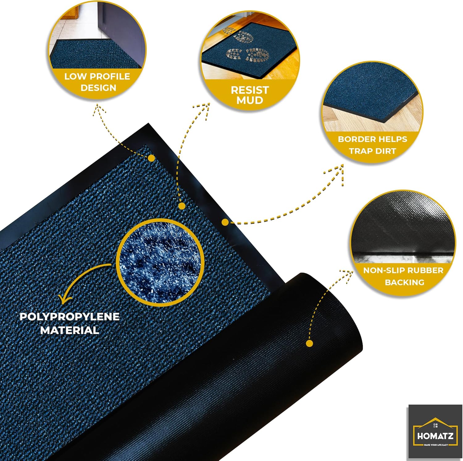 Thumbnail 3 de Homatz Indoor Door Mat (Heavy Duty Rubber) 60x90cm – Non-Slip, Washable Dirt Trapper