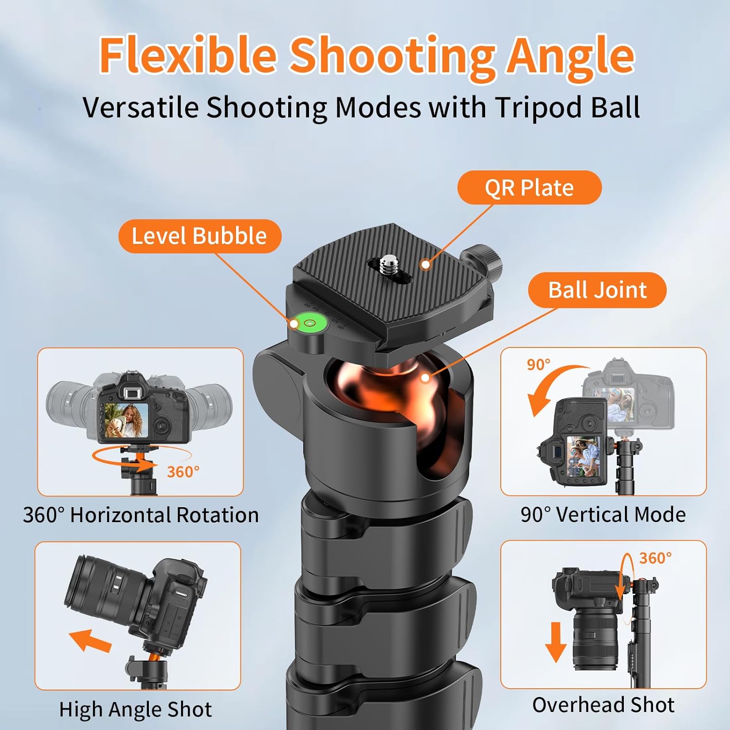 Thumbnail 2 de XXZU 75" Camera Tripod: 3-in-1 Aluminium Stand for Phone, DSLR and More