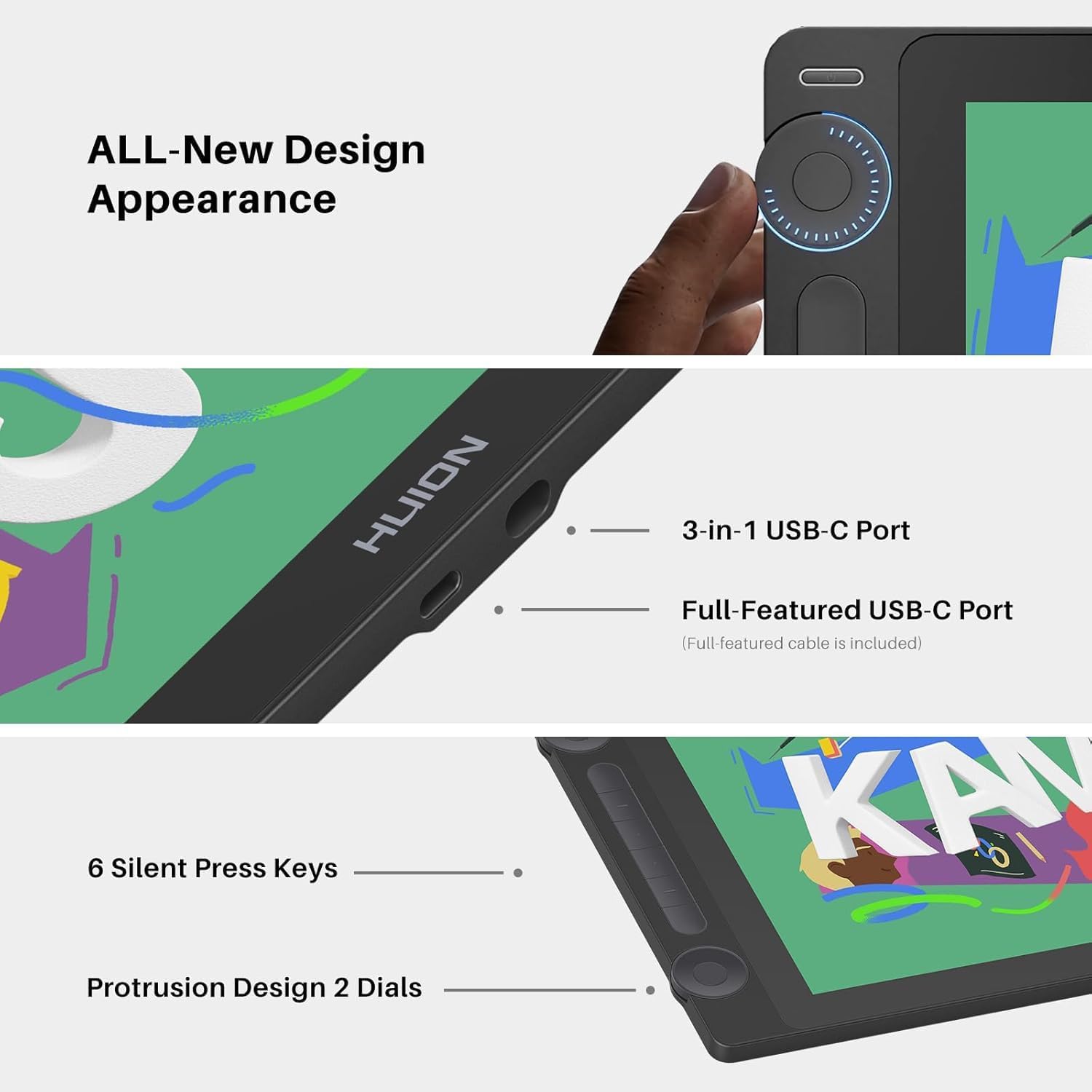 Thumbnail 5 de Huion Kamvas 16 (Gen 3) 15.8-inch 2.5K QHD drawing tablet with screen