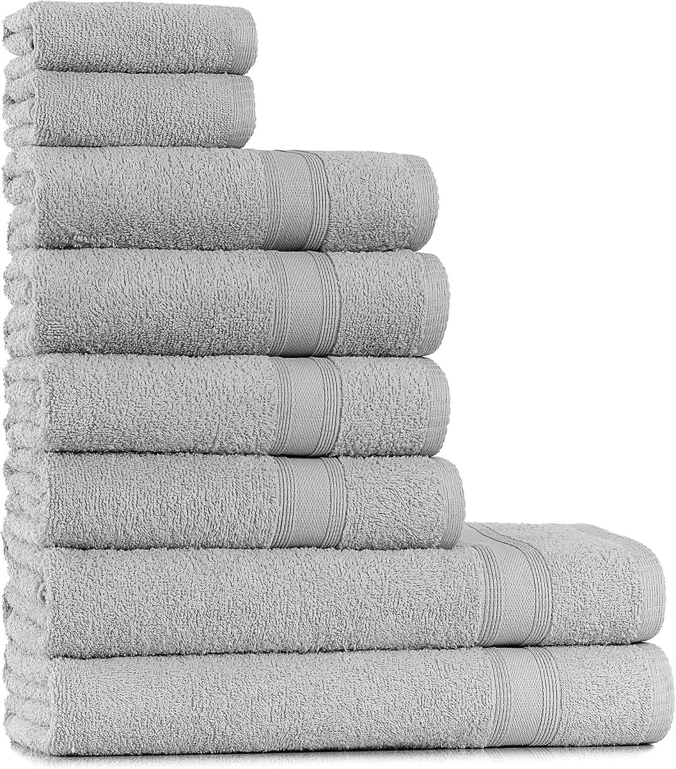 Detalle de Set Asciugamani Tuiste Bagno Lilla Lavanda: 2 Teli Doccia 70x140 cm + 4 Asciugamani 50x90 cm + 2 Ospiti 30x50 cm in Cotone
