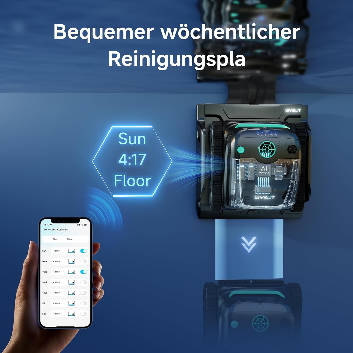 Thumbnail 3 de WYBOT S2 Solar Vision: pulitore per piscina robot con stazione di ricarica solare e AI