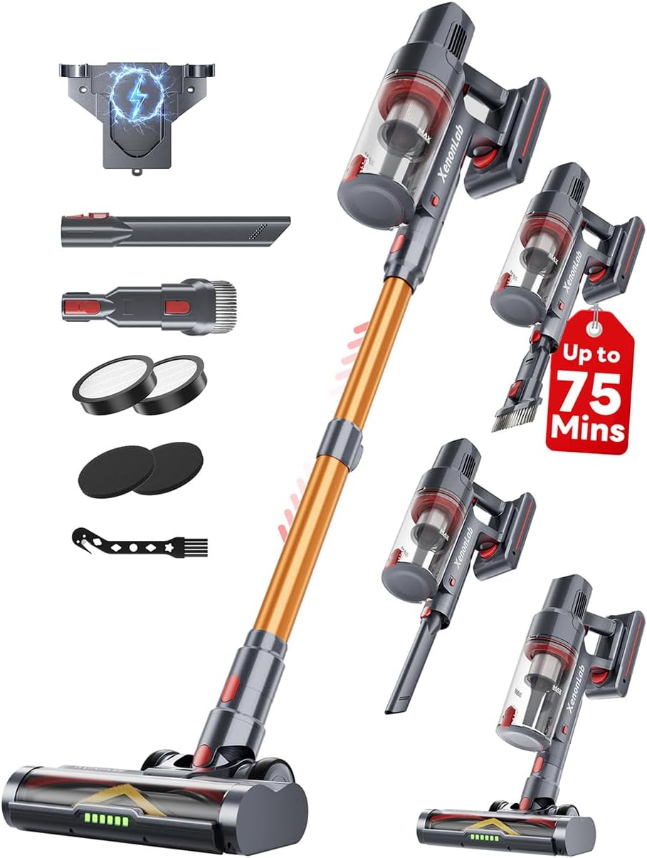 Detalle de XenonLab H015 Cordless Stick Vacuum, 55 kPa Suction, Anti-Tangle Brush