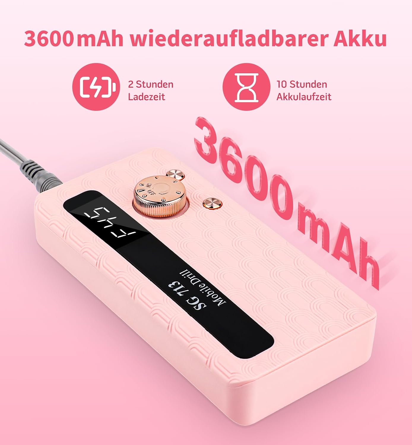 Detalle de Ziweo Nagelfräser – Elektrische Nagelfeile 45000 U/min