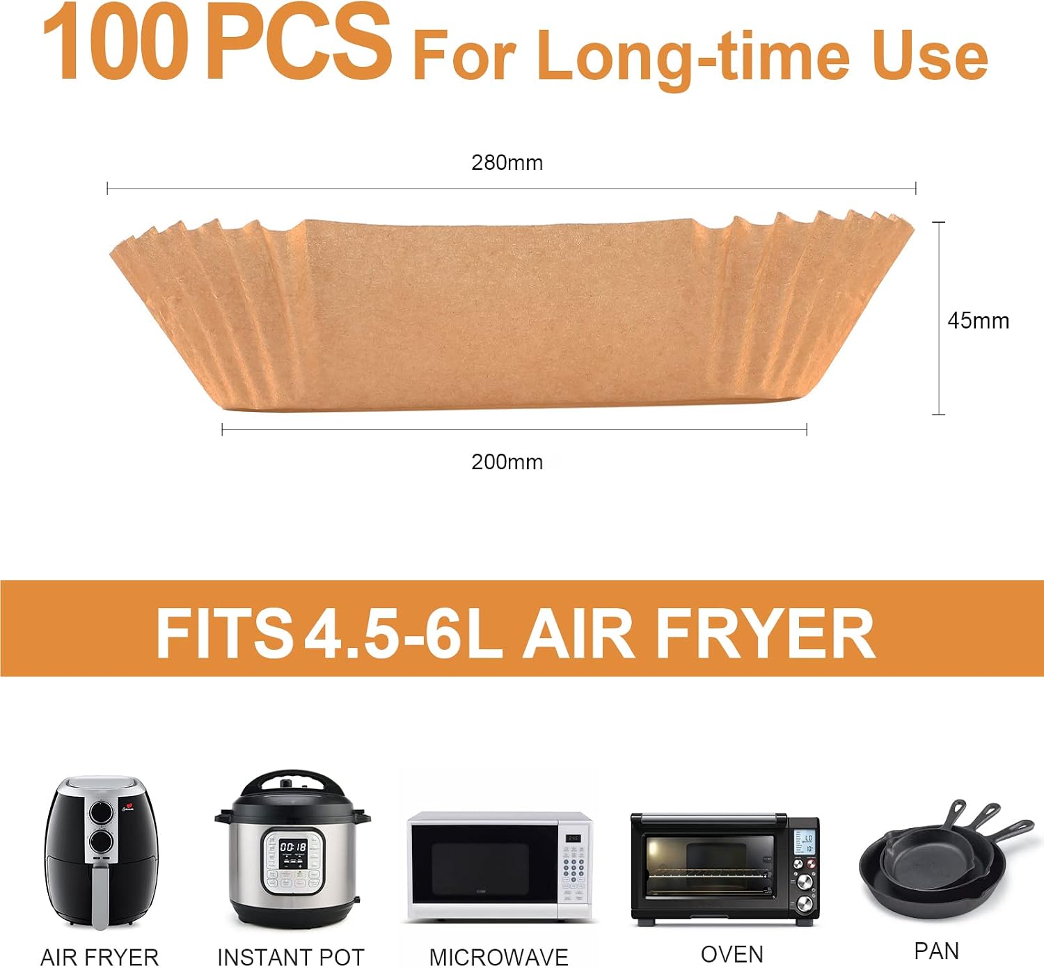 Detalle de AiQInu Carta forno per friggitrice ad aria (100 pezzi) quadrata antiaderente, BPA free, fino a 220°C