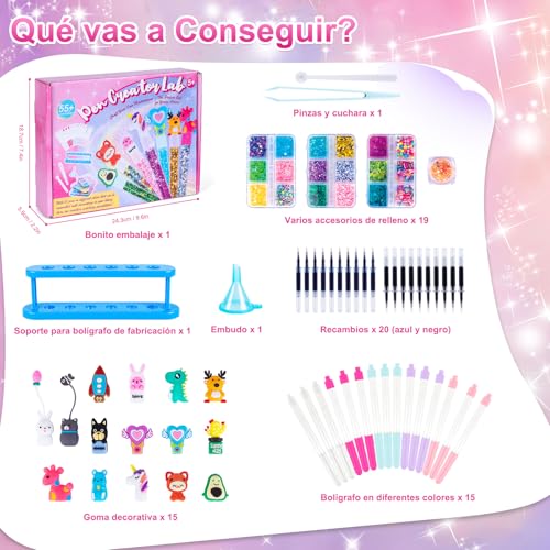 Detalle de Kazzley Kit de creación de bolígrafos DIY con 55+ piezas para crear 15 bolígrafos personalizados