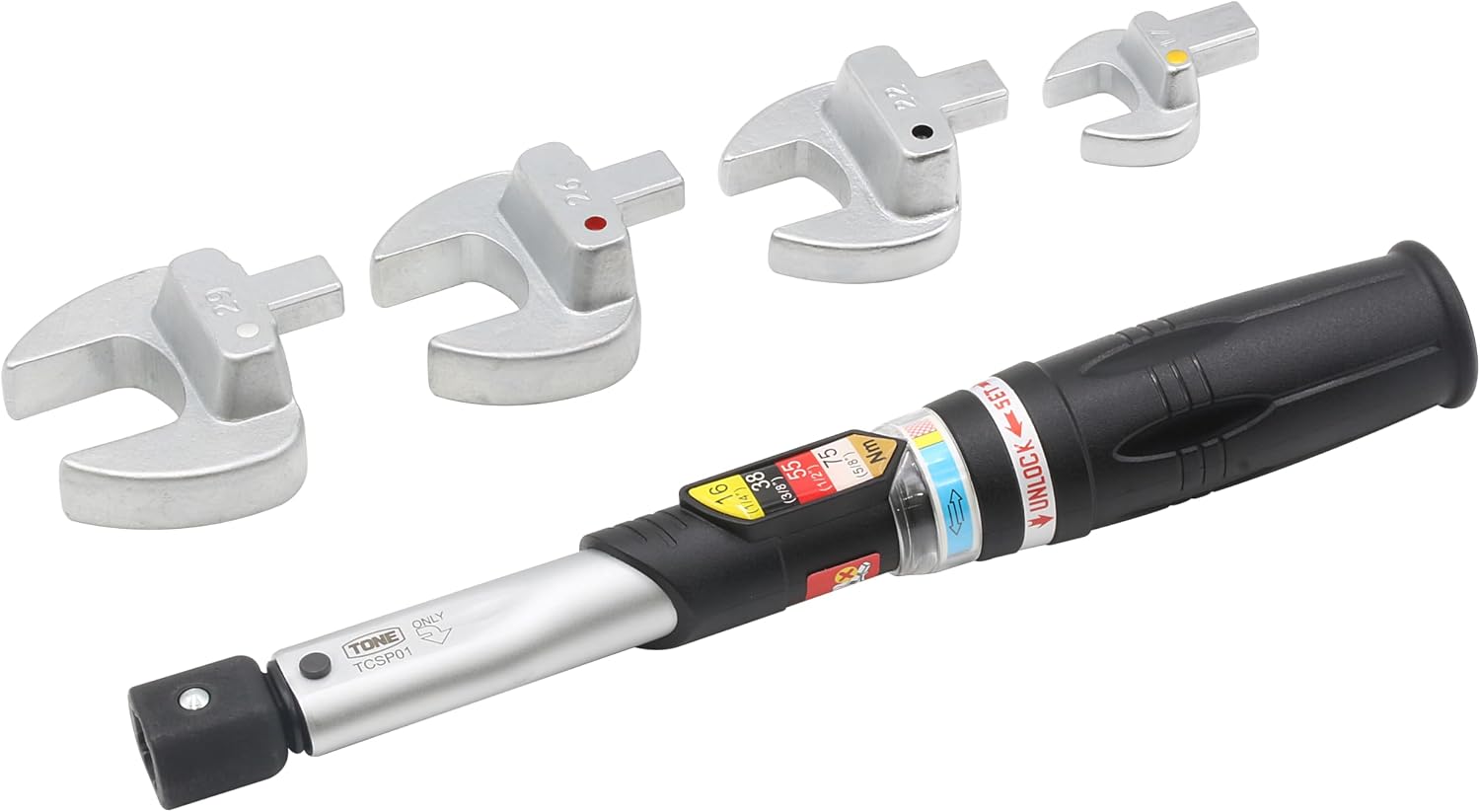 Detalle de トネ(TONE) TCSP01 新冷媒用トルクレンチ 交換式スパナヘッド4種付き