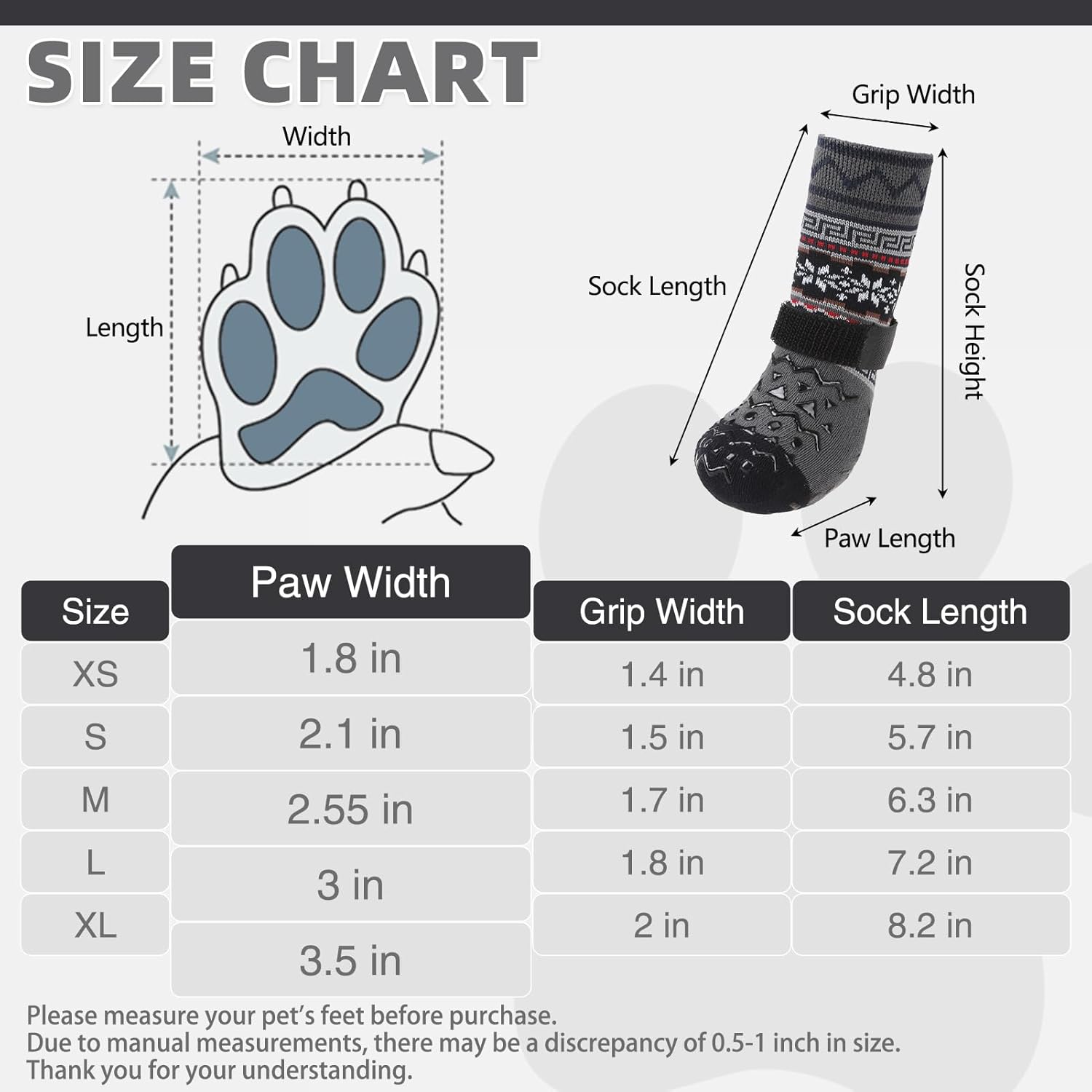 Thumbnail 1 de KOOLTAIL anti-slip dog socks with paw protector straps (Grey, large dogs)