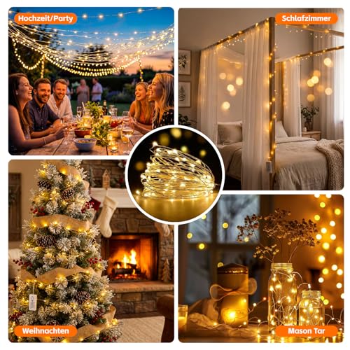 Thumbnail 7 de SINAMER 6 Stück Micro LED Lichterkette mit aufladbarer Batterie, 2 m, 20 LEDs