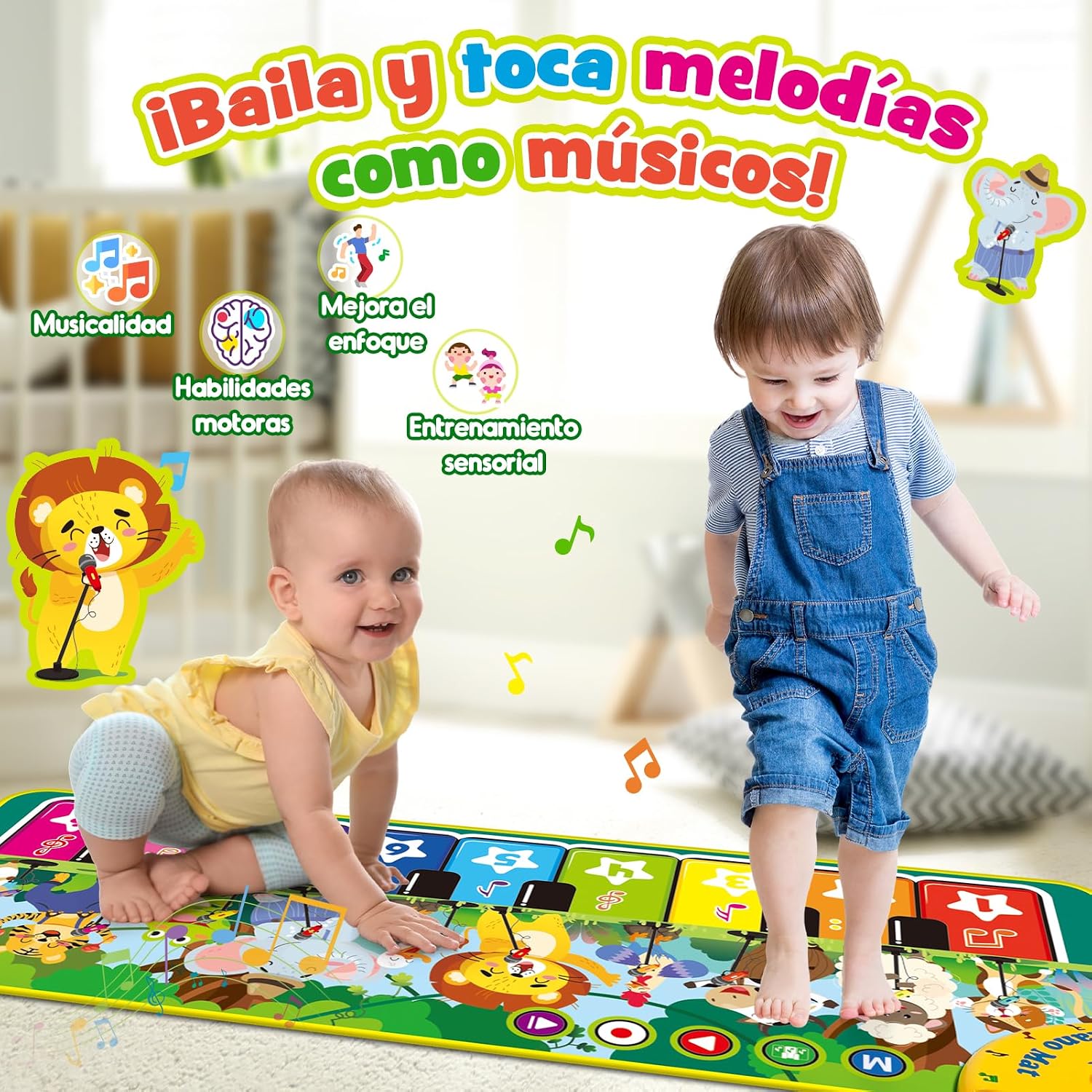 Thumbnail 2 de Dromlag alfombra musical infantil Montessori para 1 año (10 sonidos de animales y piano con teclas)