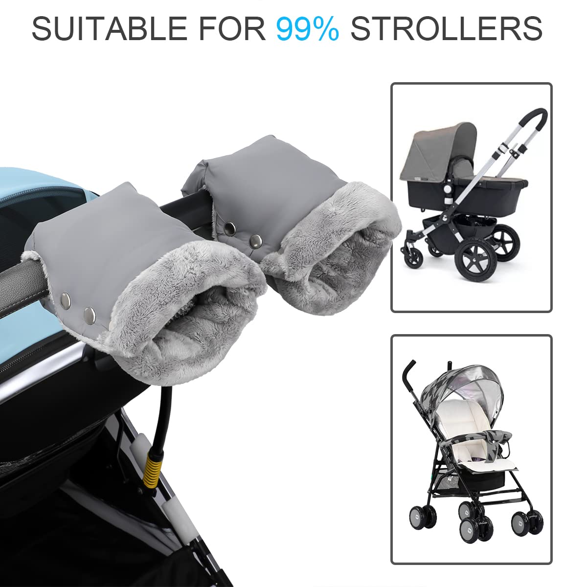 Detalle 2 de Handwärmer Kinderwagen Handmuff Grau