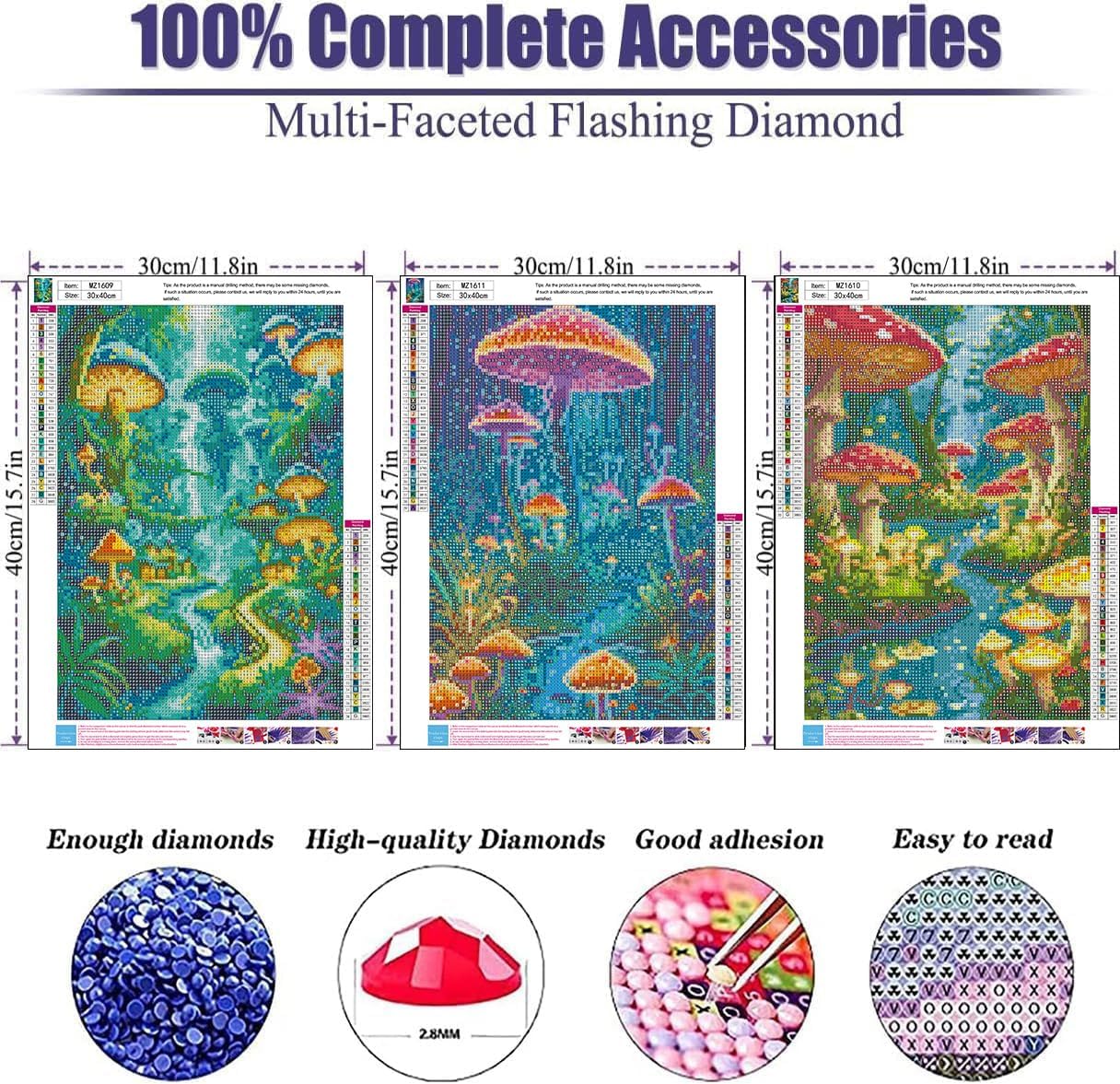 Detalle 2 de mrpwnle Mushroom Diamond Painting Kits, 11.8 x 15.7 inch