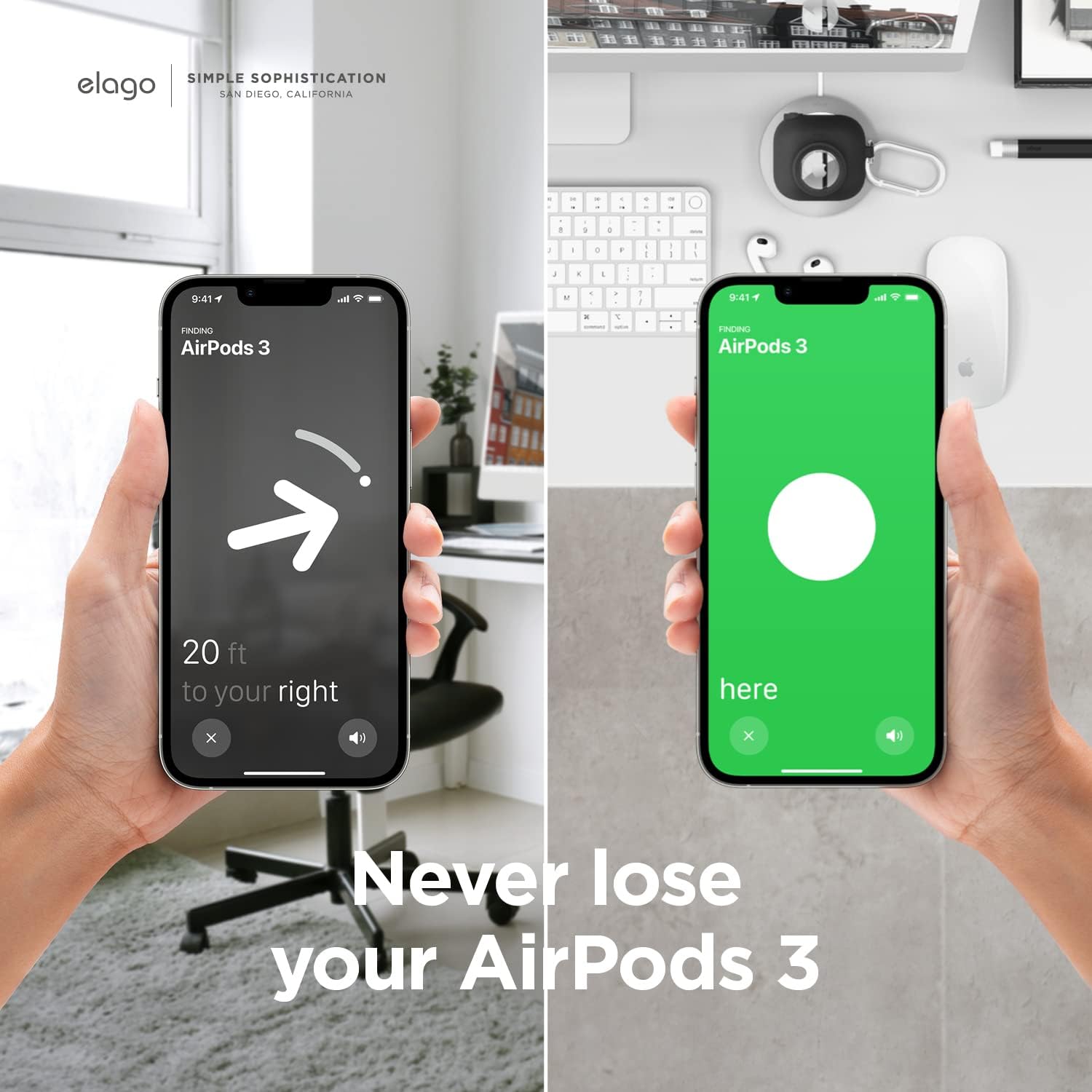Detalle de elago Coque instantanée pour AirPods 3 avec emplacement AirTag et porte-clés (design classique appareil photo) – Noir