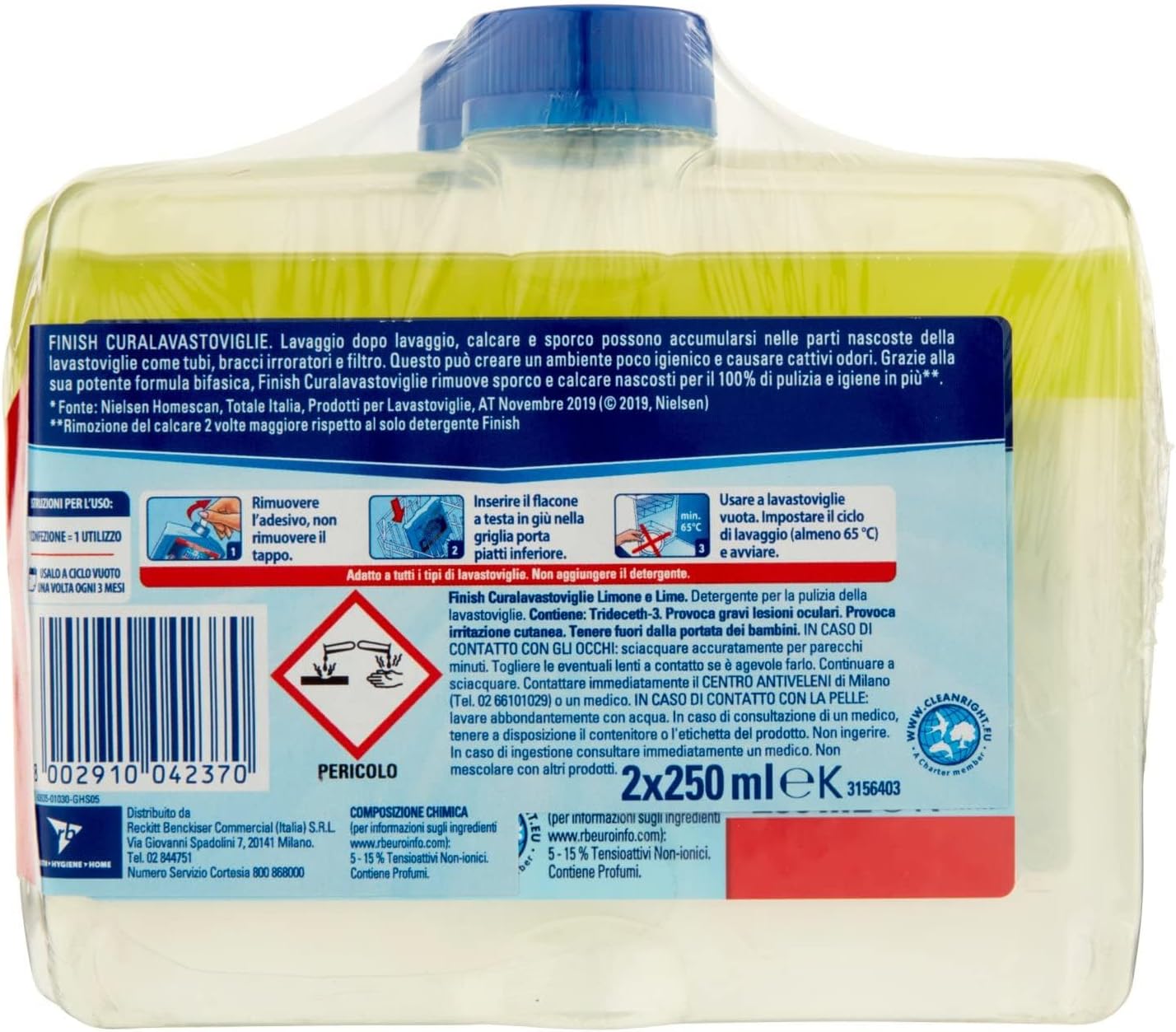 Detalle 2 de Finish Curalavastoviglie 2x250 ml 🍋