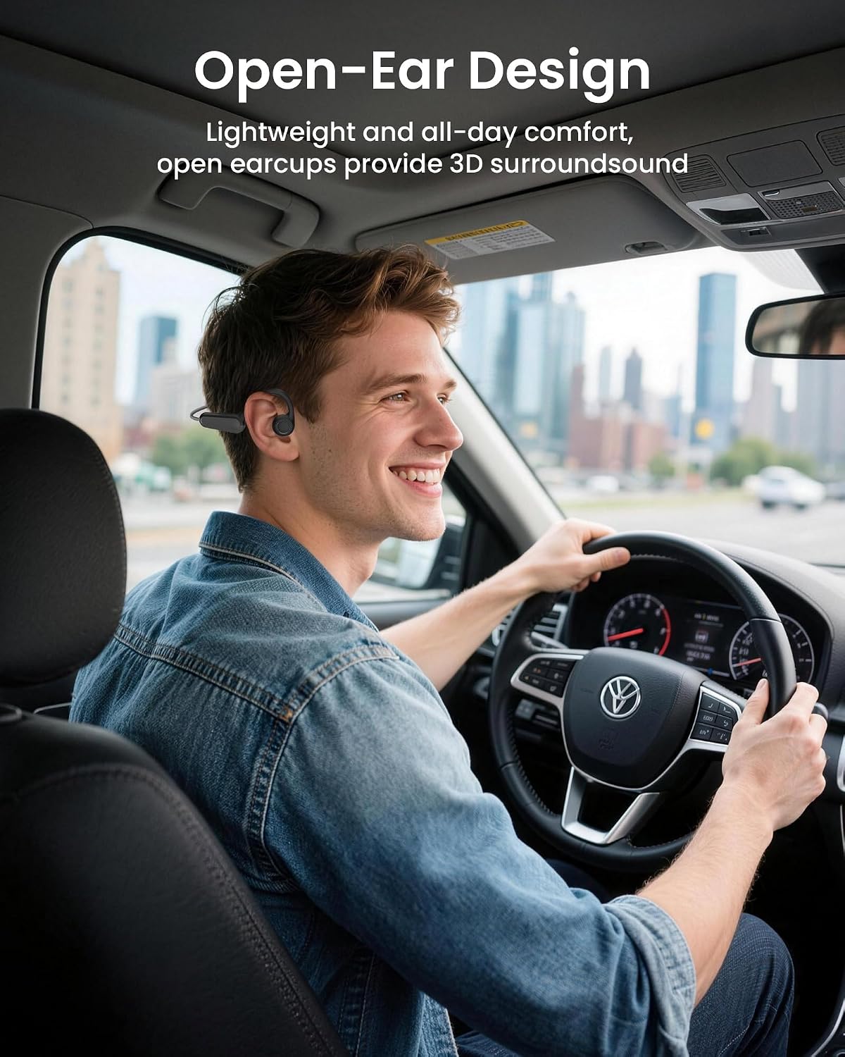 Detalle de SOPPY Wireless Open-Ear Bone Conduction Headphones (Black)
