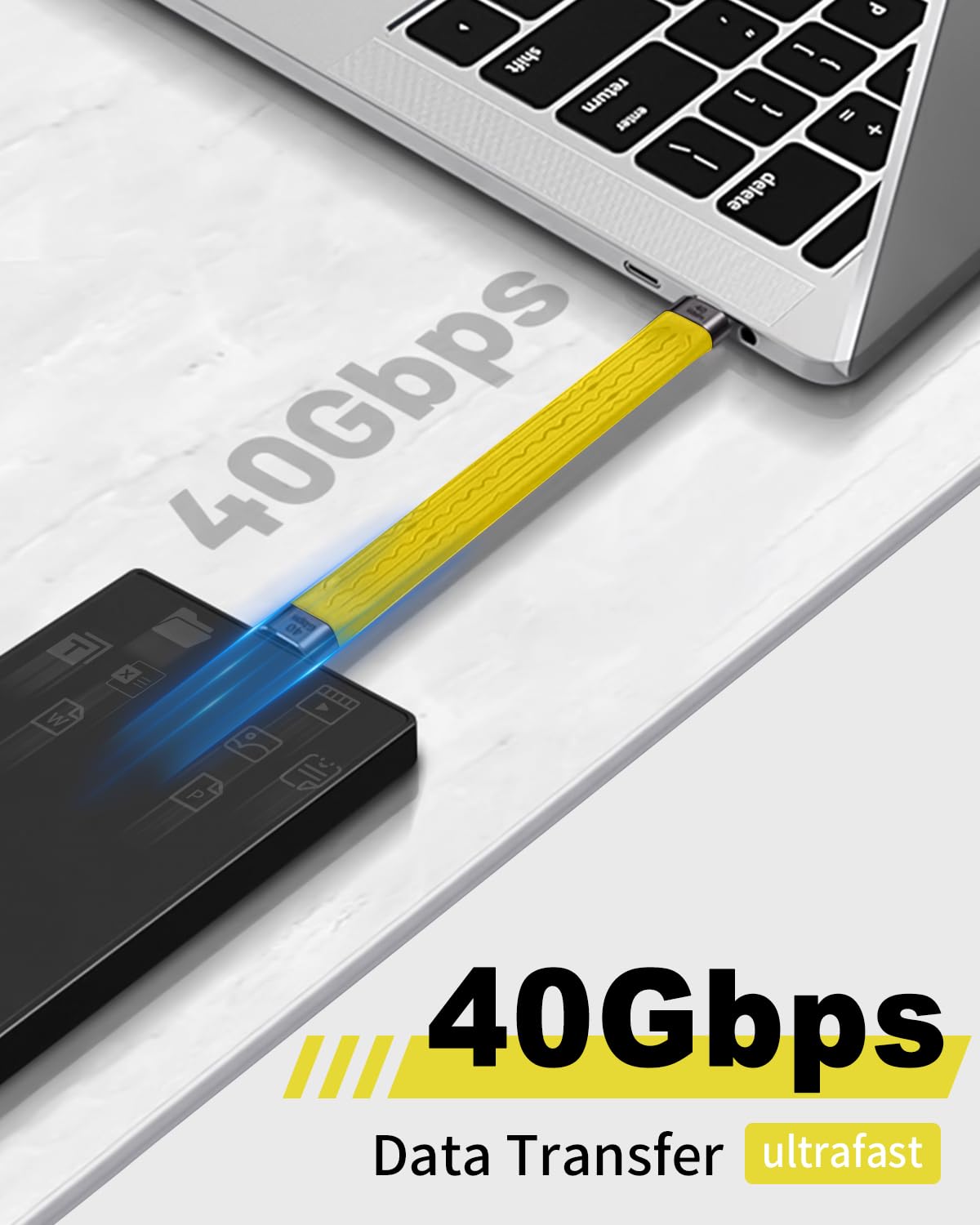 Thumbnail 1 de Duttek 8K USB-C Short Cable (13cm) – 40Gbps USB-C to USB-C, 100W charging for Thunderbolt 3