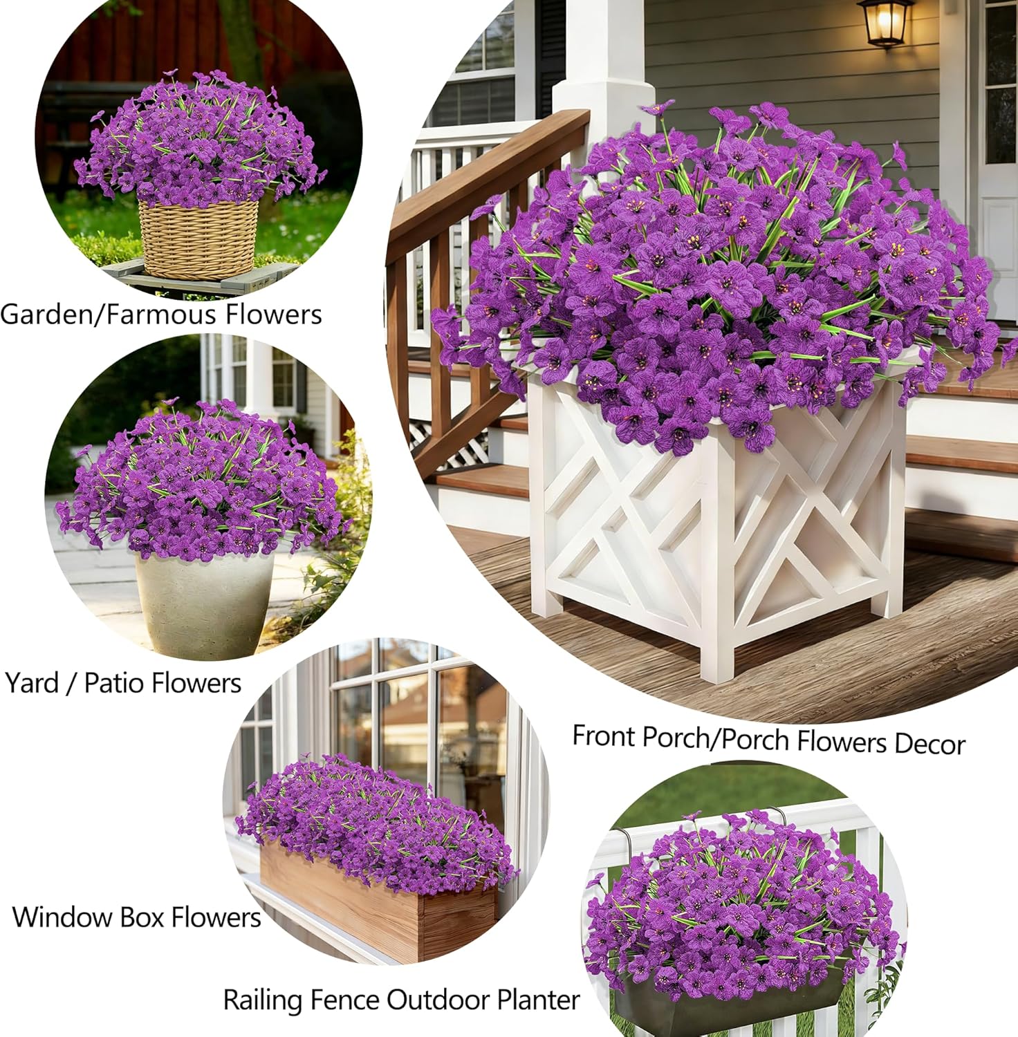 Thumbnail 2 de Satefello 20 Bundles UV-Resistant Artificial Flowers for Outdoor Planters (Purple)