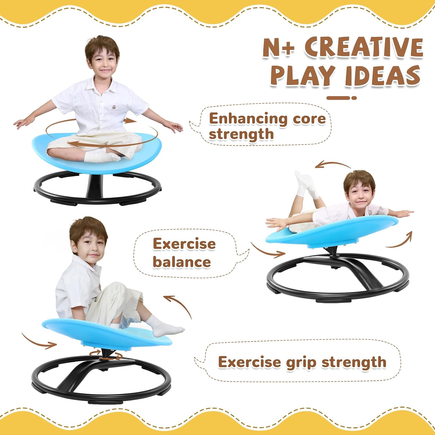 Detalle de Zhenx 360° Spinning Sensory Chair for Autistic Kids (Ages 3–18) — Blue, 220 lb Capacity