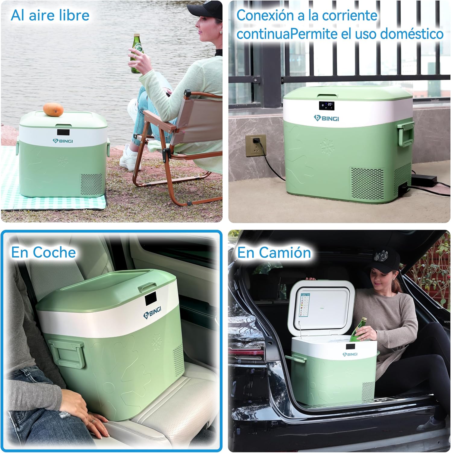 Detalle de BINGI Nevera Portátil Eléctrica 22L: frigorífico y congelador compacto para coche, camping y casa