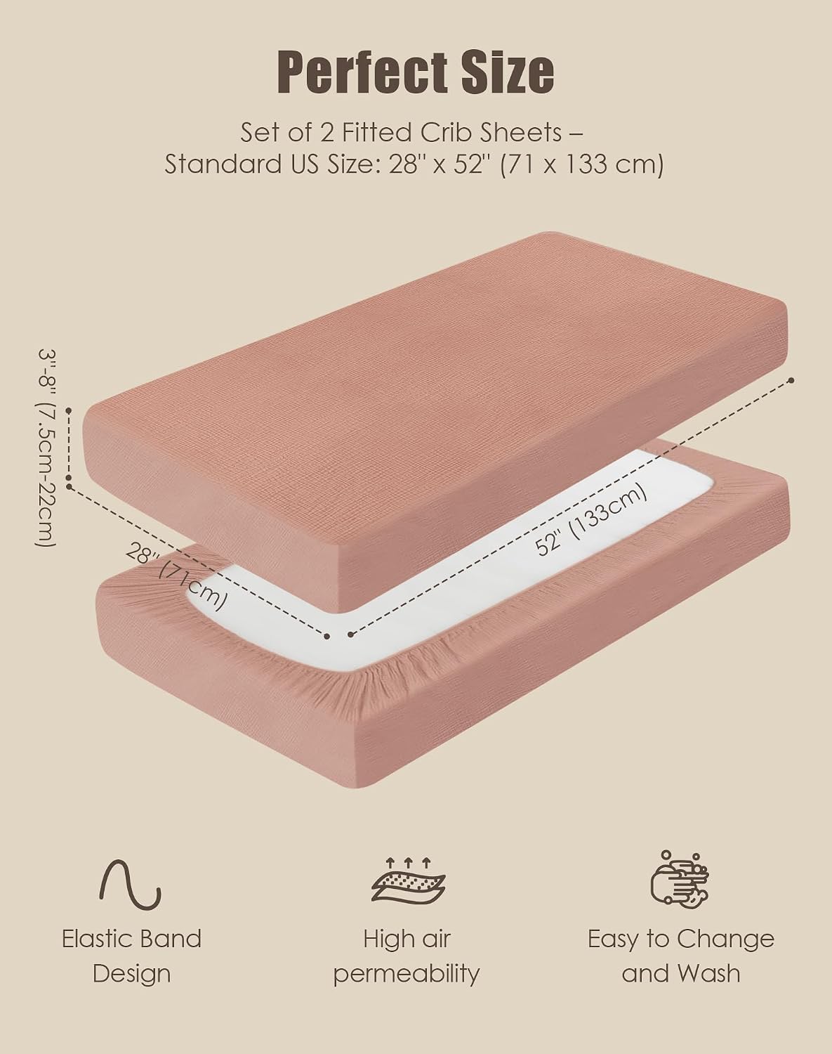Detalle 1 de SWEET DOLPHIN Muslin Crib Sheets, 2-Pack