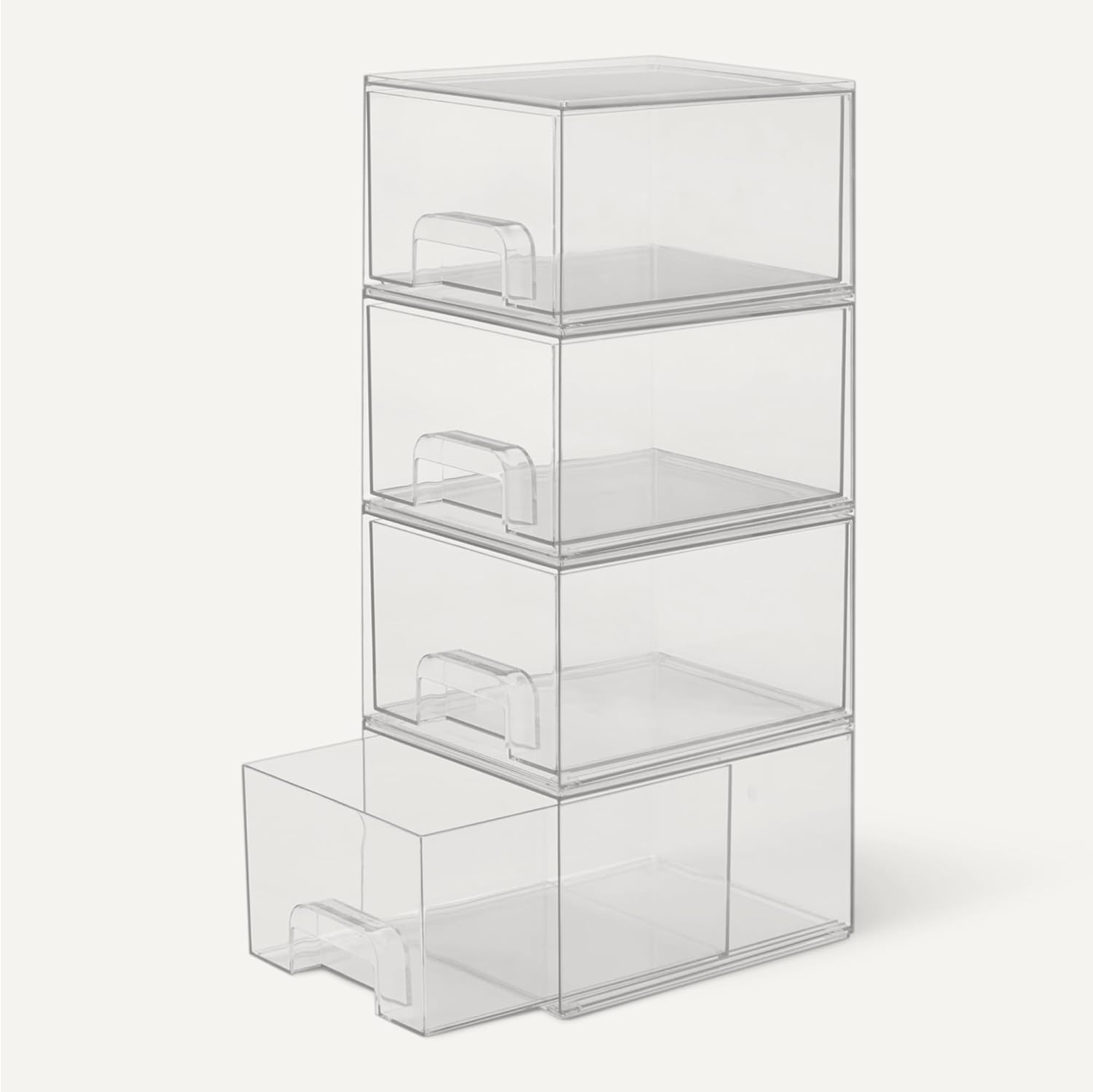 Thumbnail 3 de Amazon Basics : lot de 4 tiroirs de rangement empilables en plastique transparent pour maquillage