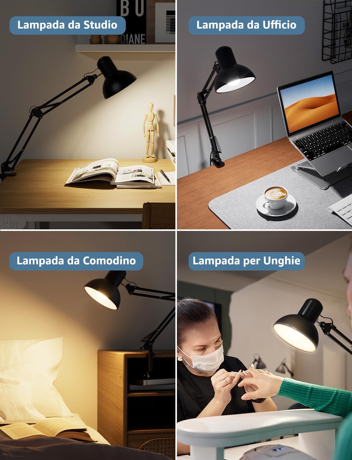 Detalle 2 de Lepro Lampada da Scrivania LED clip flessibile con attacco E27